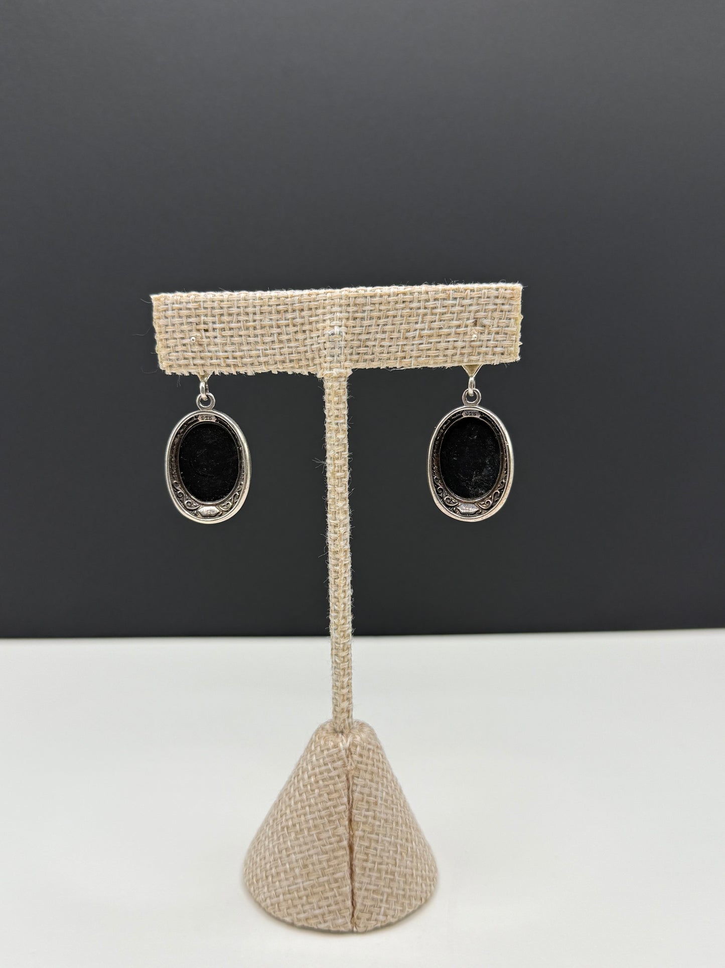 Onyx and Sterling Silver Earrings