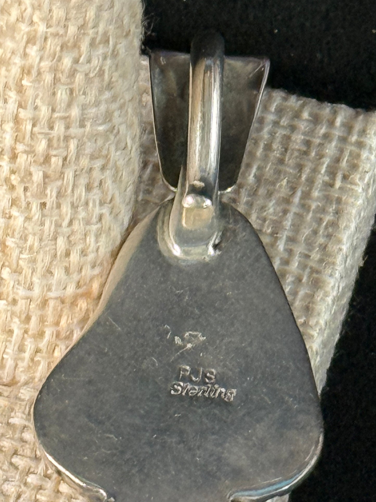 Navajo Signed By Designer PJS Sterling 925 Spiderweb Natural TURQUOISE Pendant