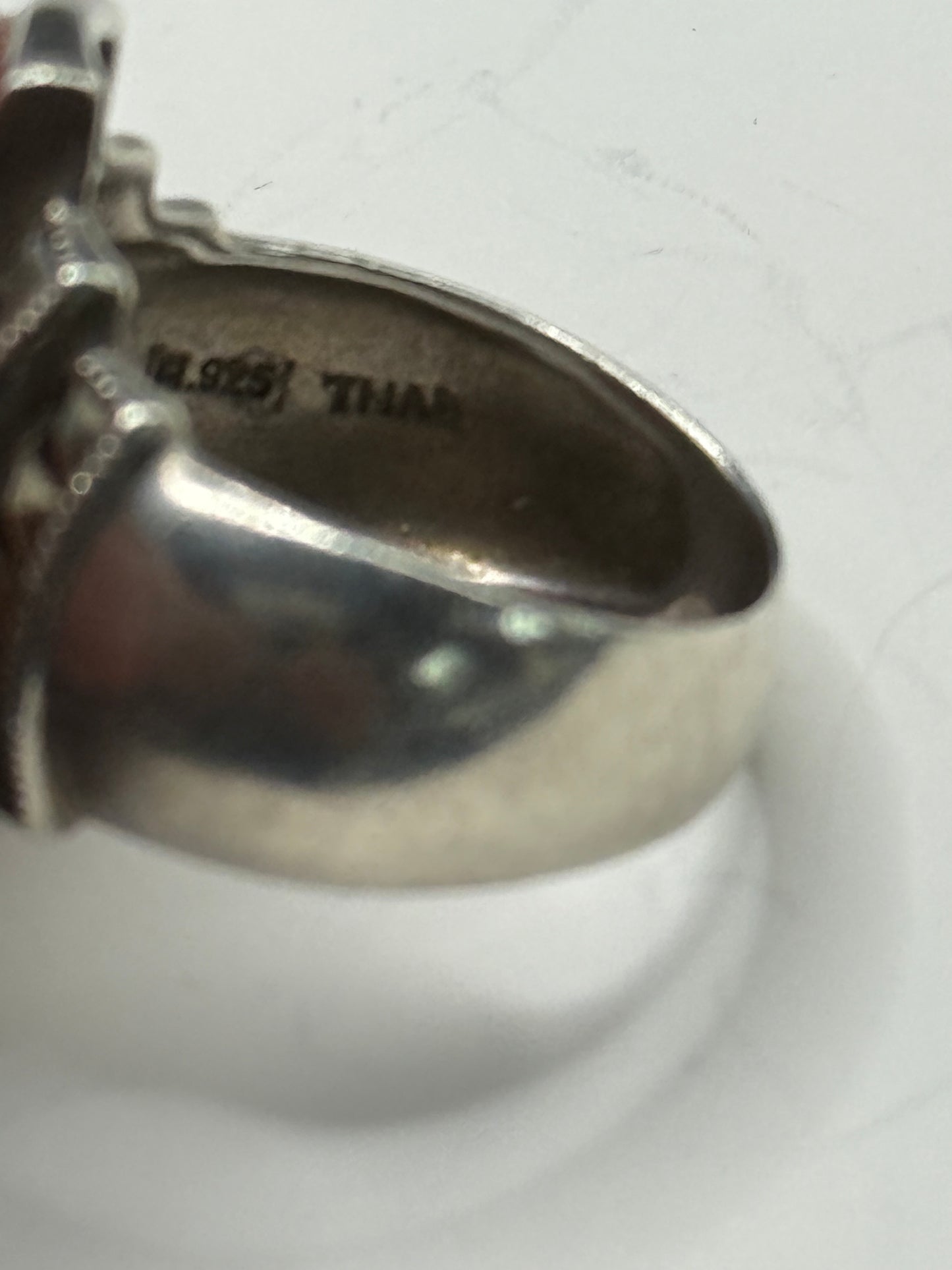 Art Deco Fadi Sterling Silver Ring with Carnelian Stone