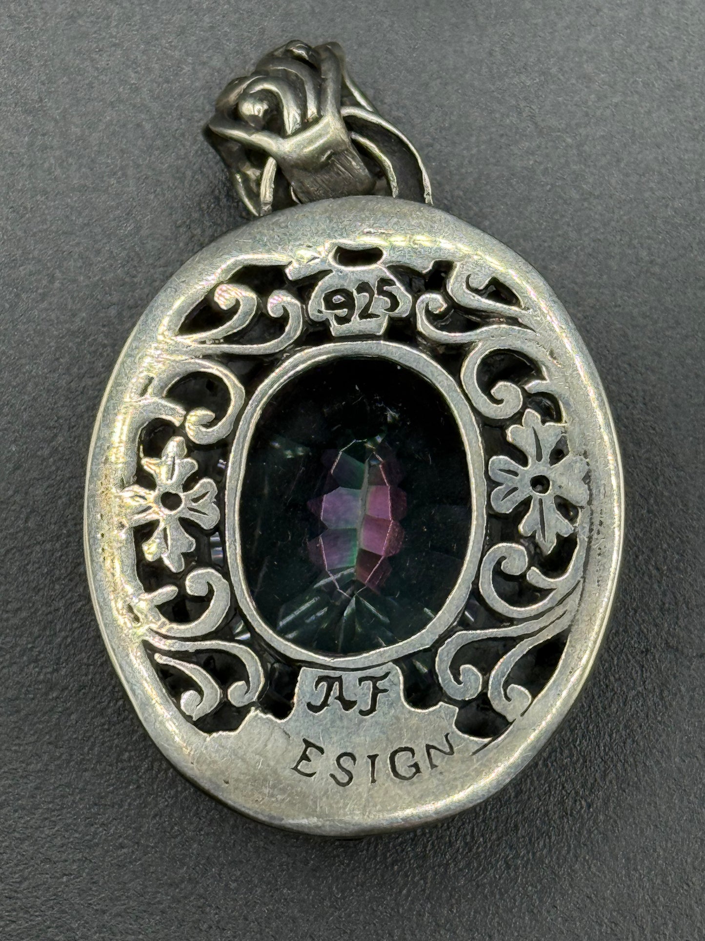Mystic Topaz Pendant with a filigree design