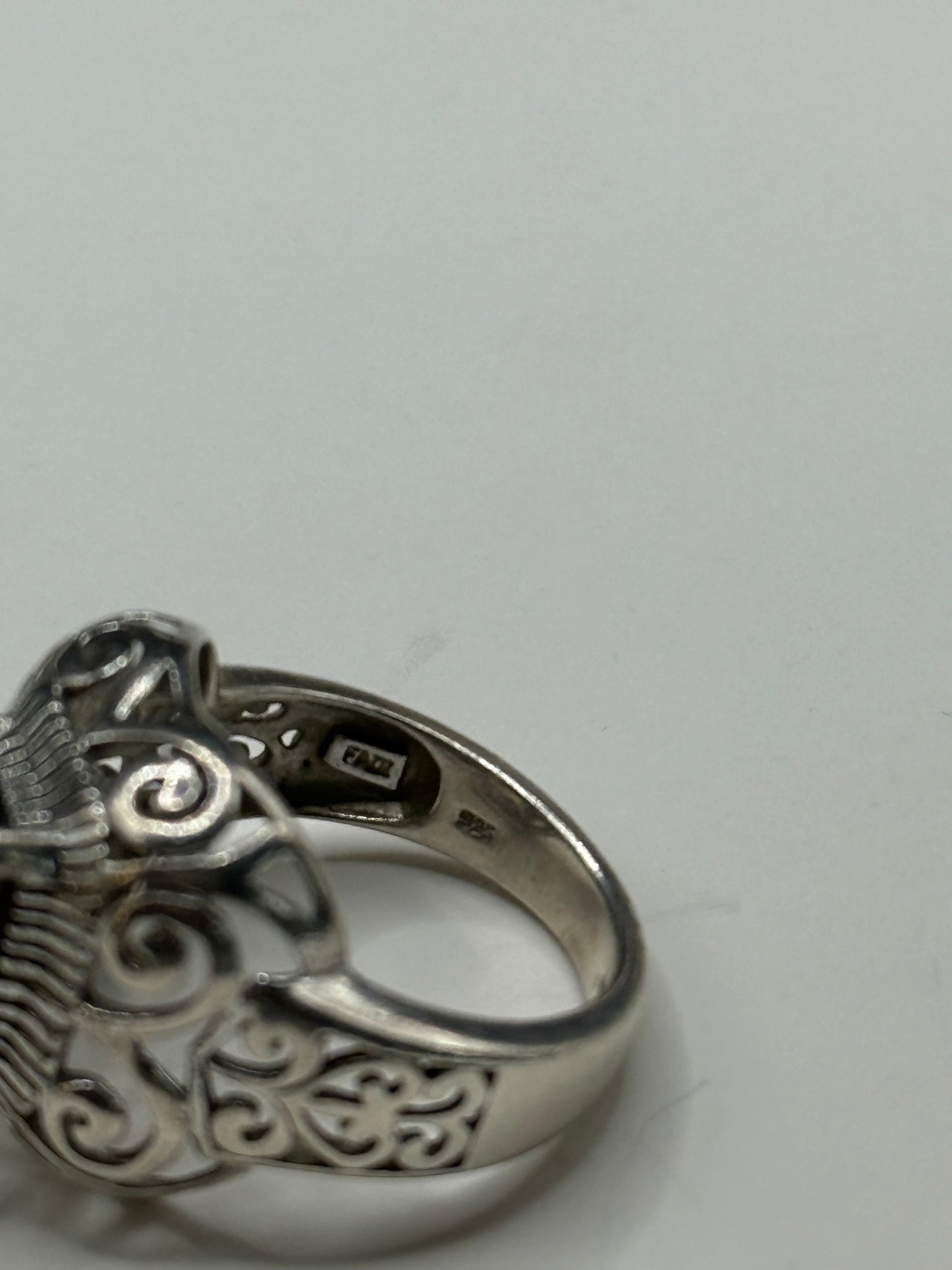 FADI Sterling Silver Cocktail Ring with Red Garnet Gemstone