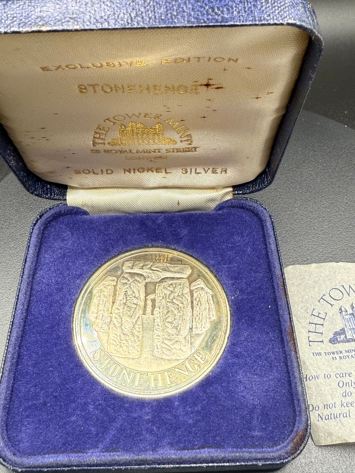 Tower Mint SOLID NICKEL SILVER MEDAL Stonhenge w/Box