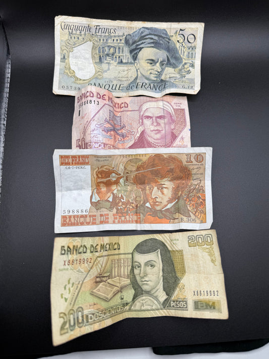 Vintage French and Mexican Notes