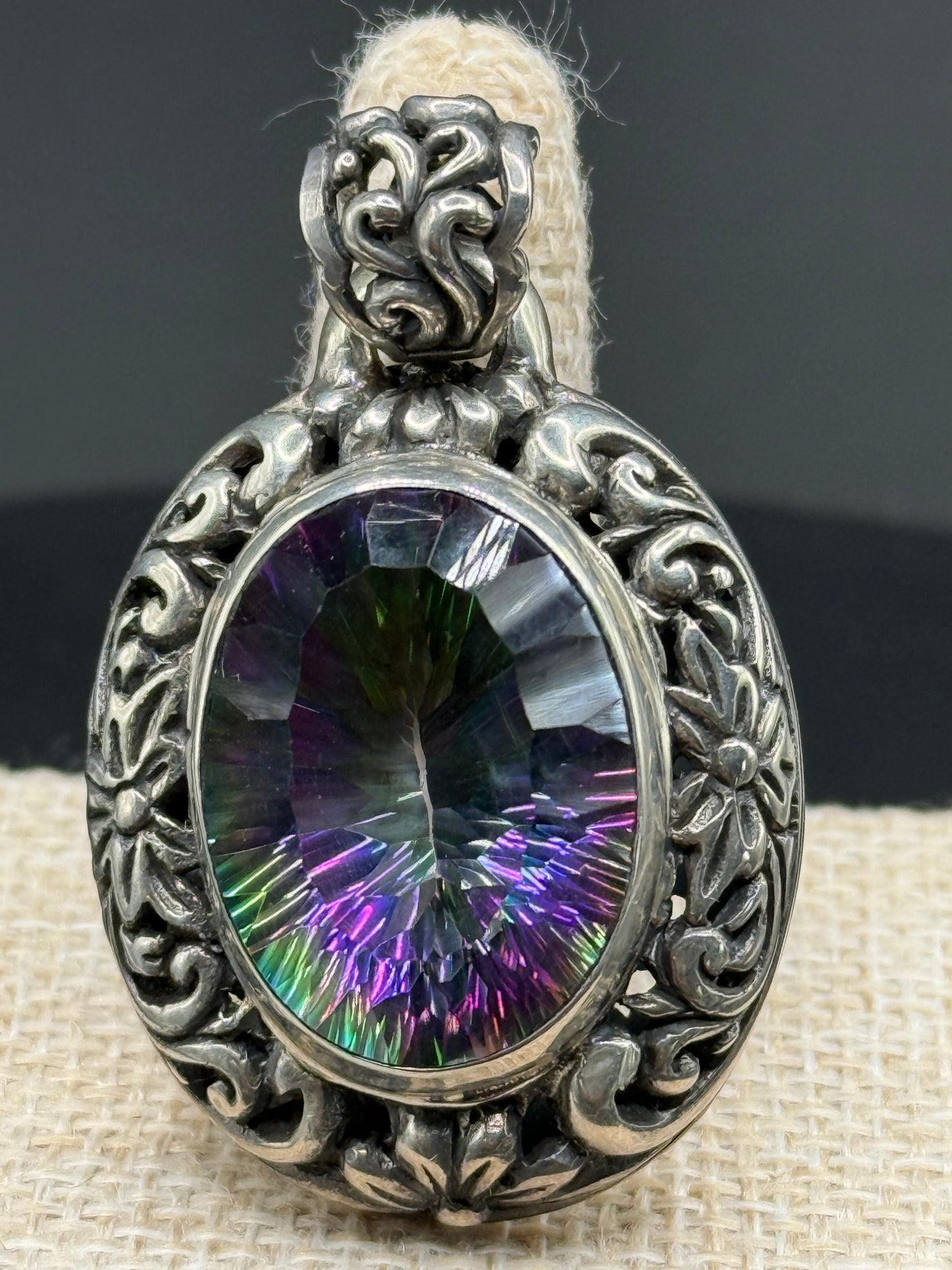 Mystic Topaz Pendant with a filigree design