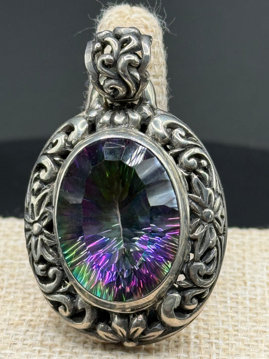 Mystic Topaz Pendant with a filigree design
