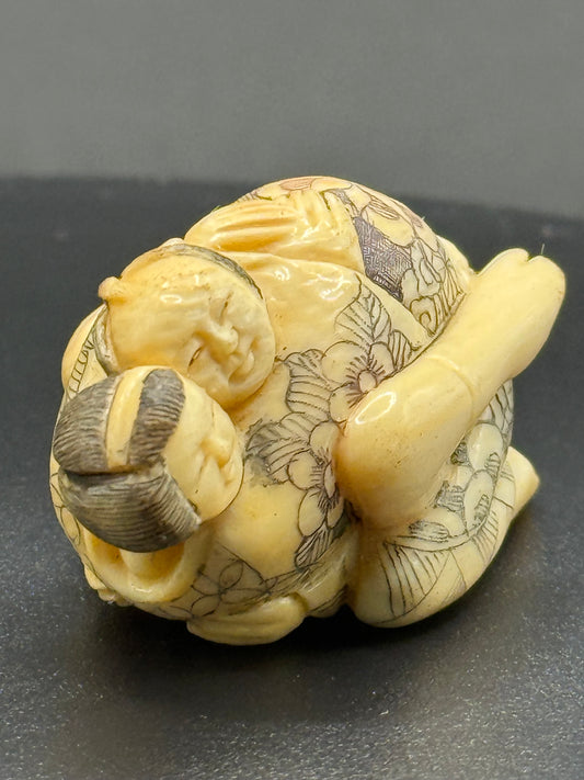 Erotic Carved And Stained Ivory Figure