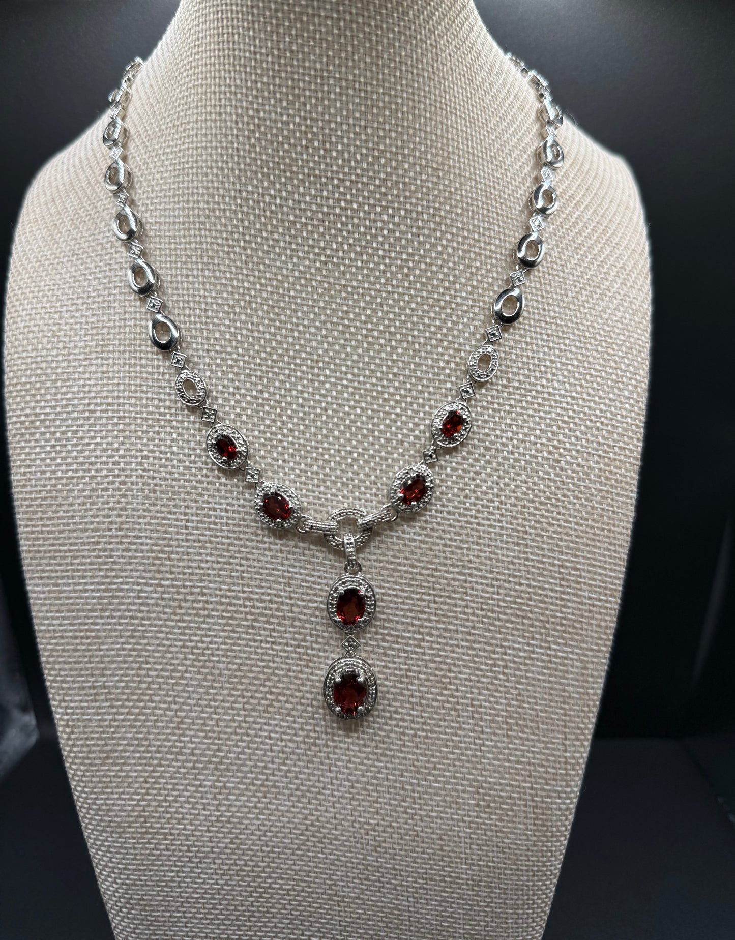 Sterling Silver and Garnet Cluster Bib