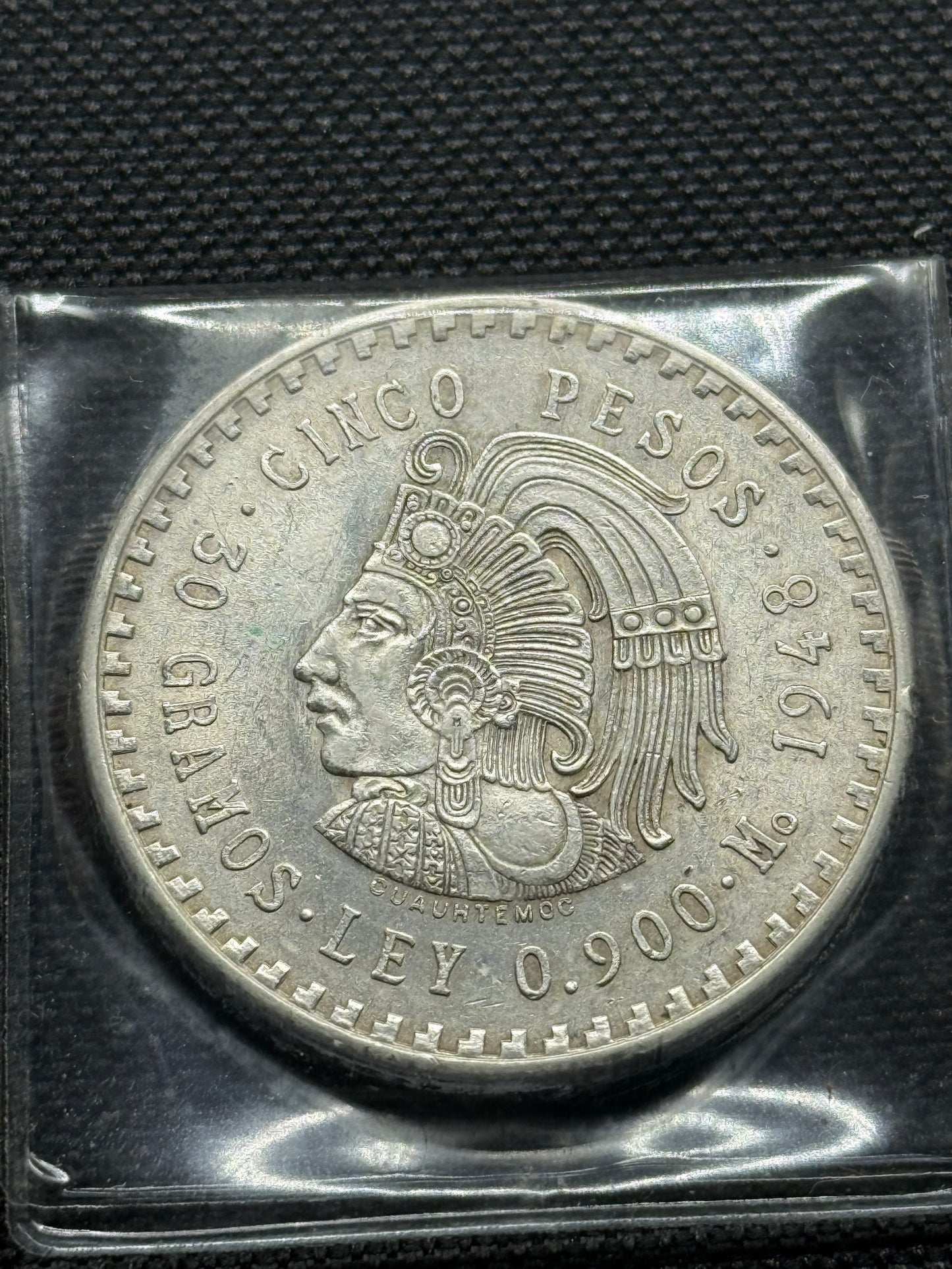 Mexico 5 Pesos 1948 Brilliant Silver Coin -Head with Headdress