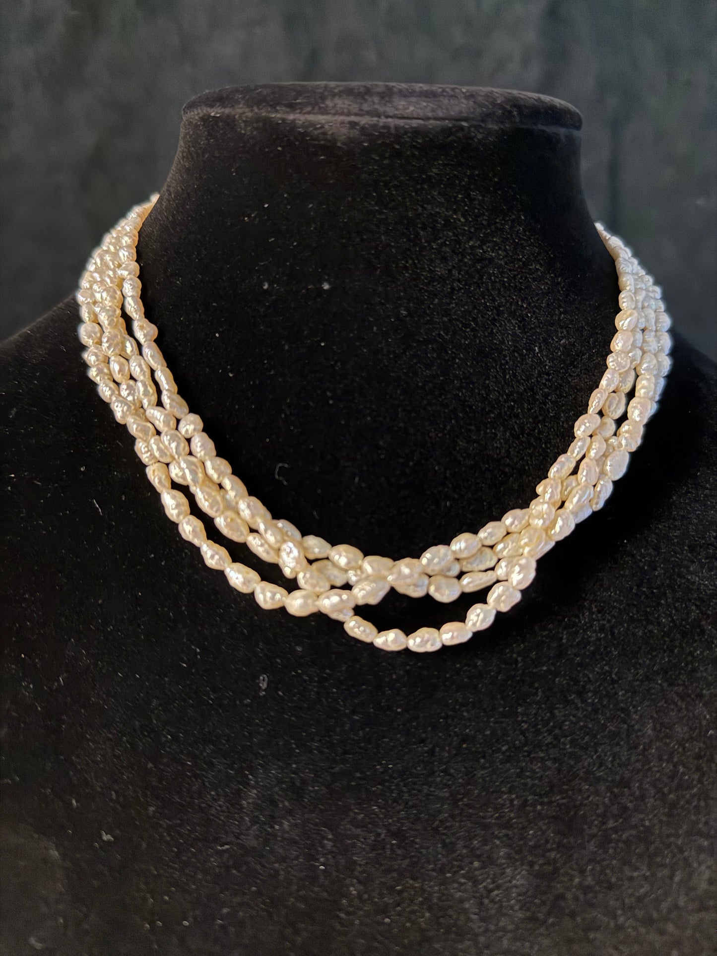 Multi-Strand Freshwater Pearl Necklace w/Gold Clasp