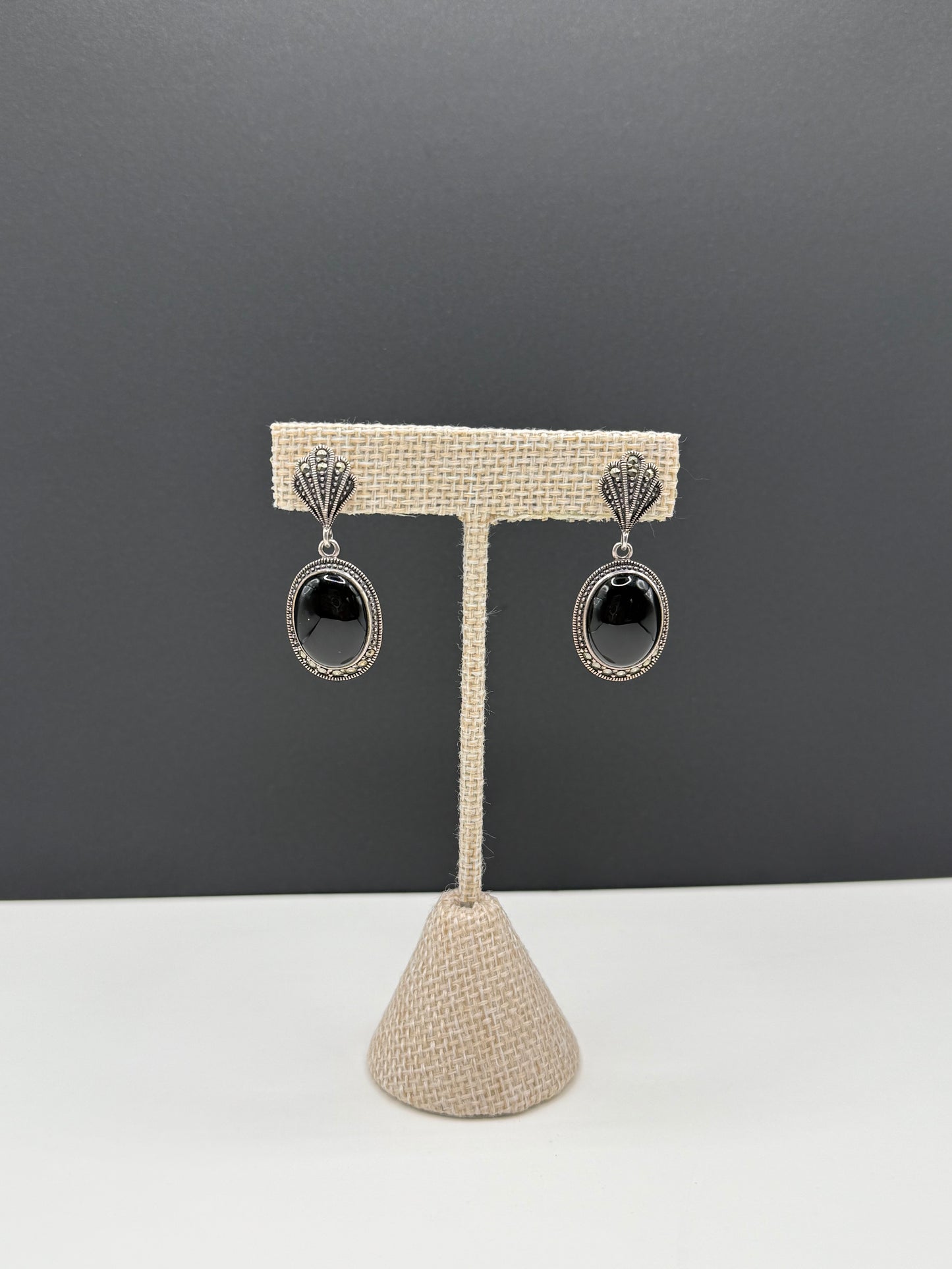 Onyx and Sterling Silver Earrings