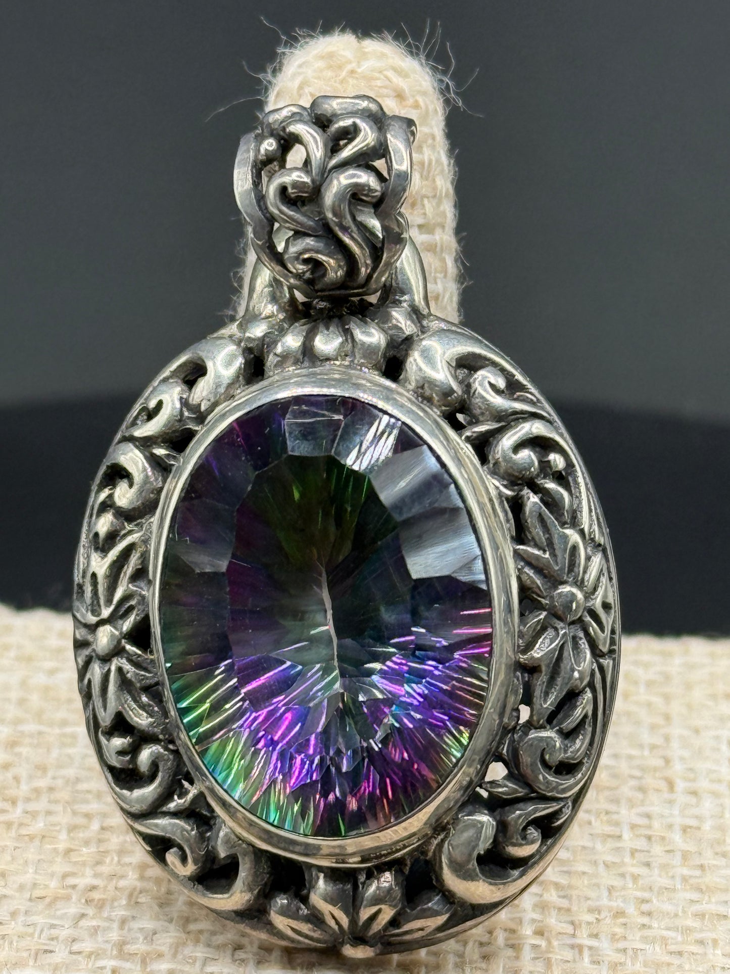Mystic Topaz Pendant with a filigree design