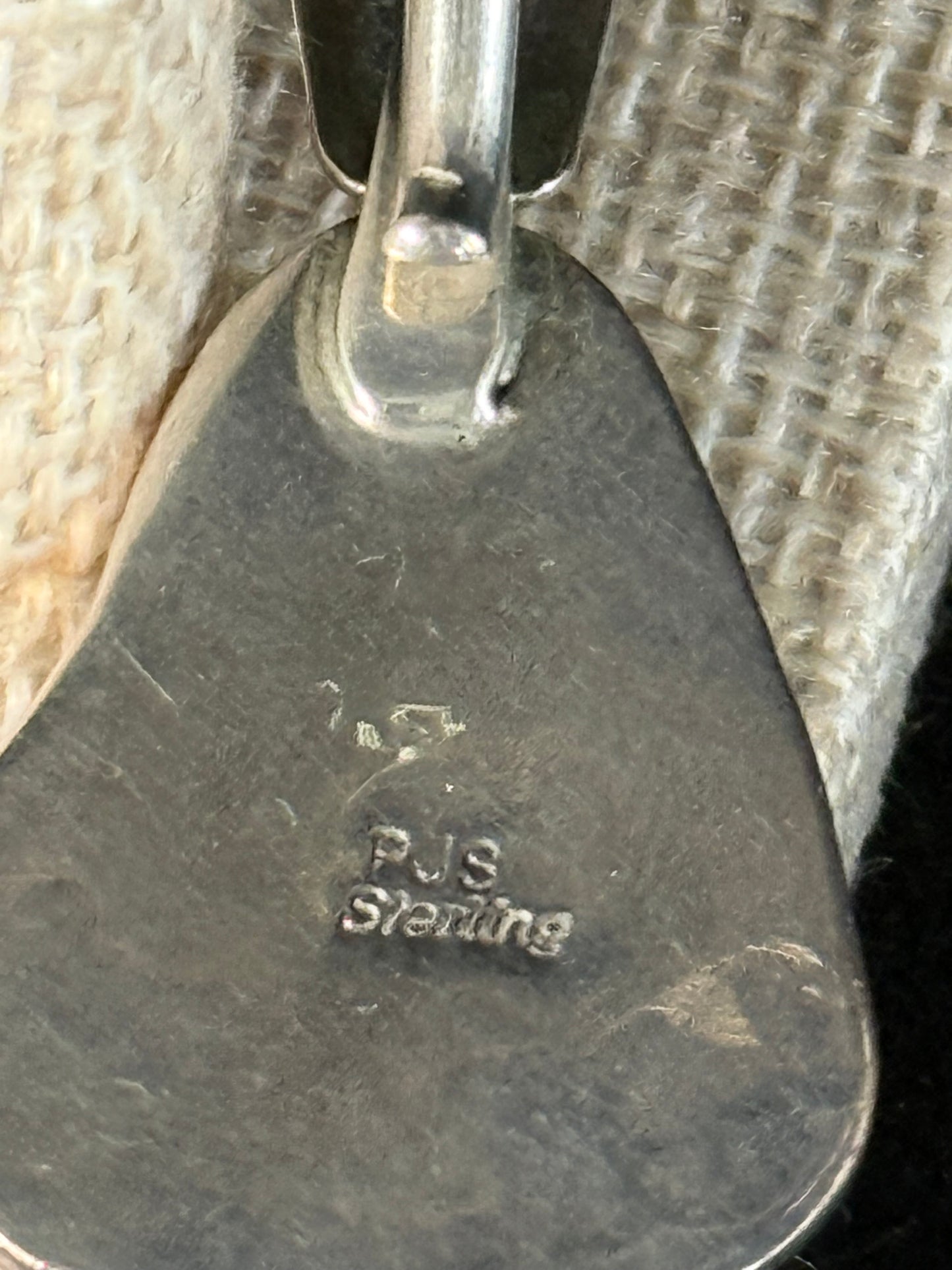 Navajo Signed By Designer PJS Sterling 925 Spiderweb Natural TURQUOISE Pendant