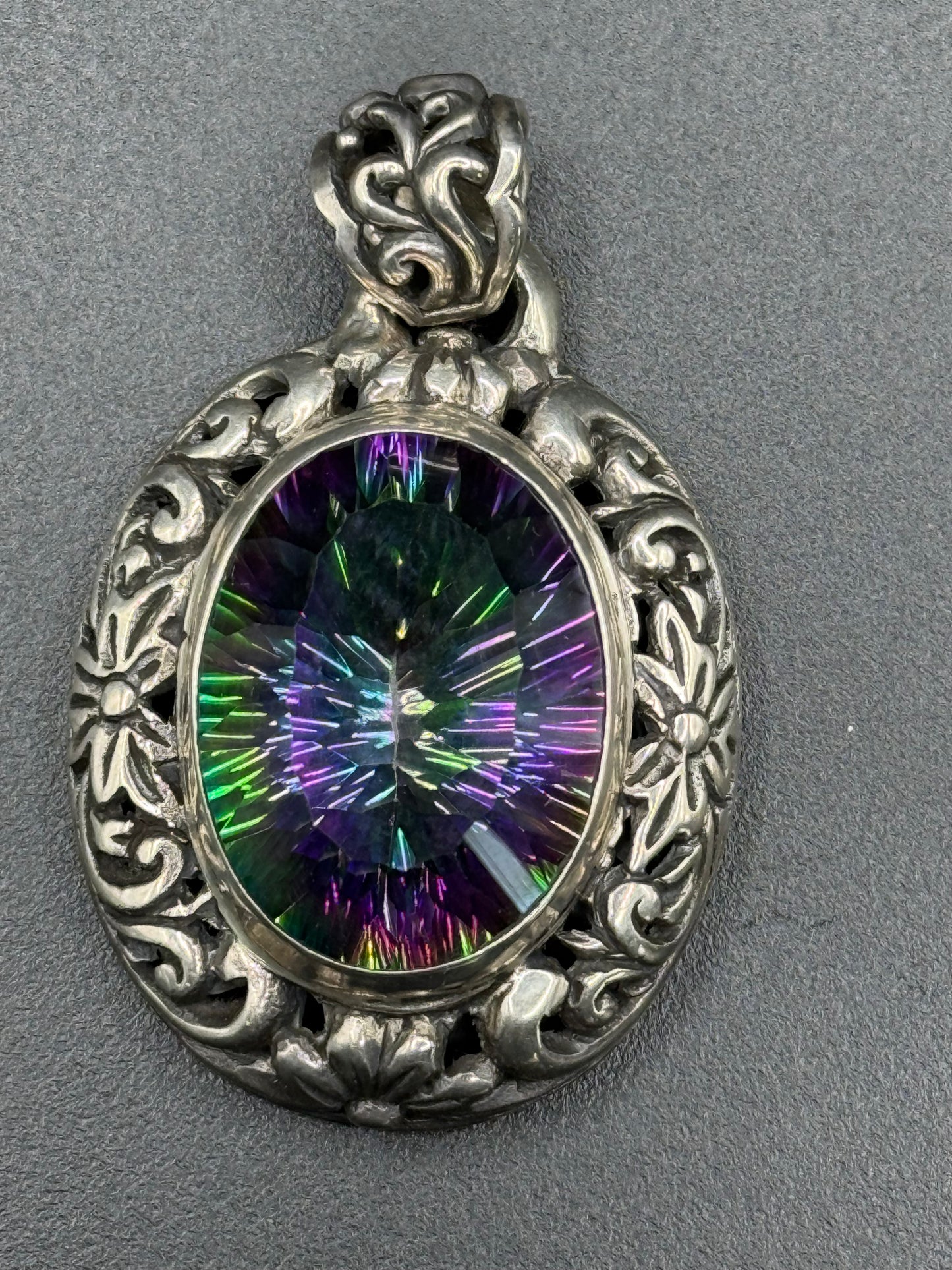 Mystic Topaz Pendant with a filigree design