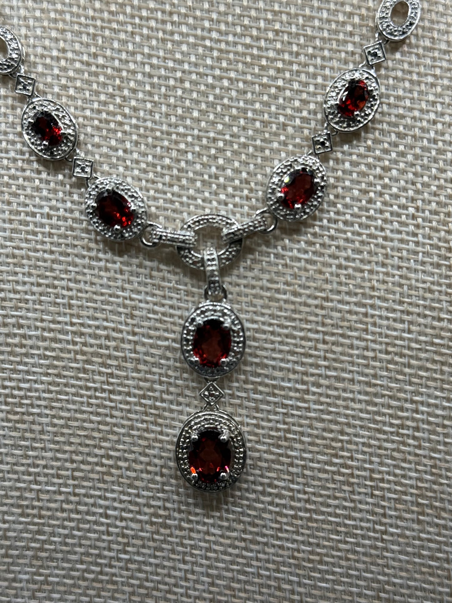 Sterling Silver and Garnet Cluster Bib