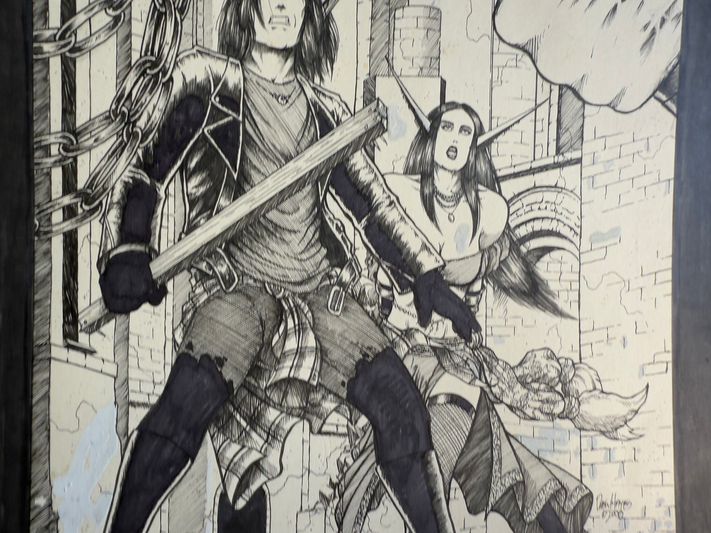 Signed Black and White Comic Art