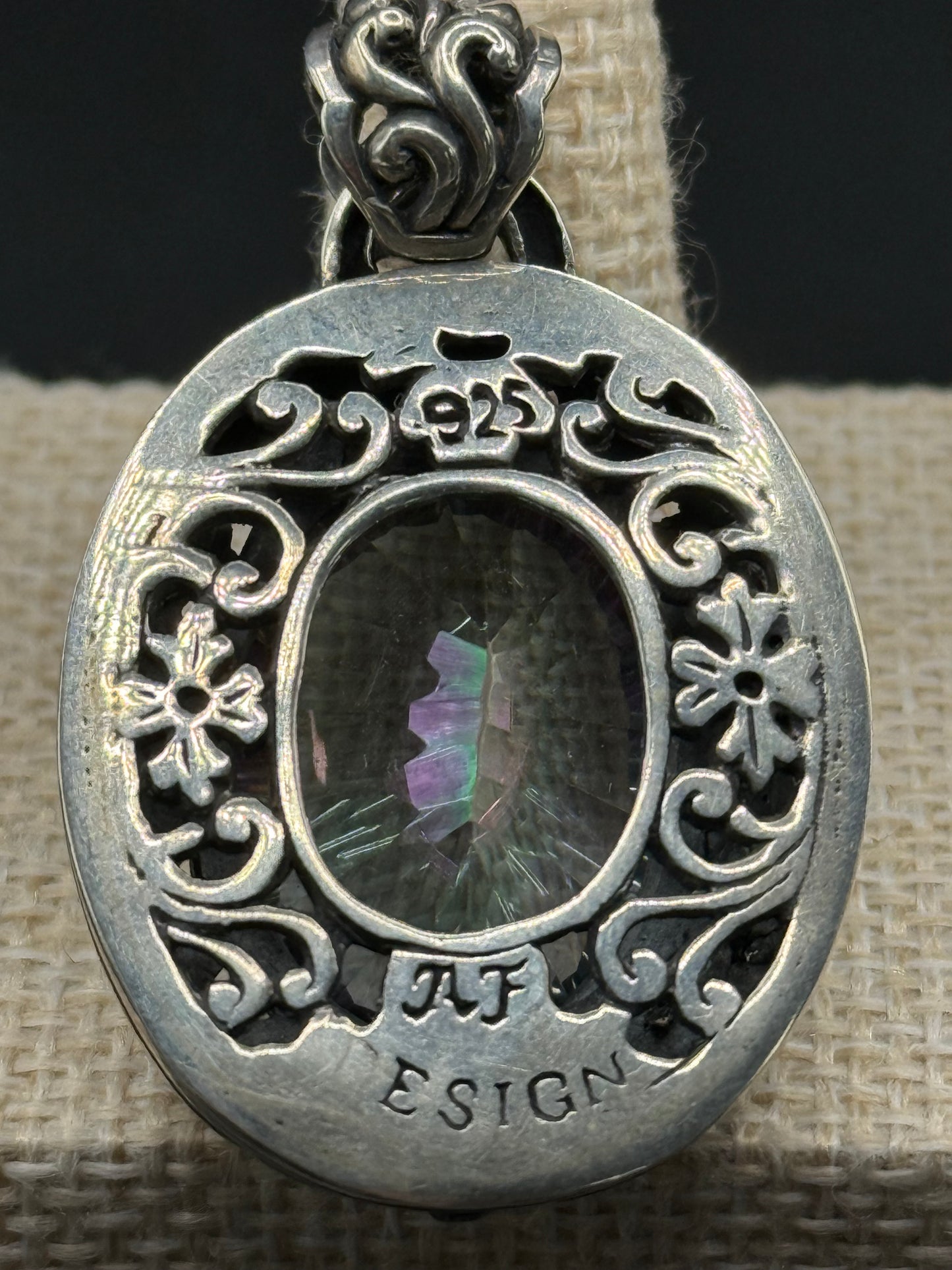 Mystic Topaz Pendant with a filigree design