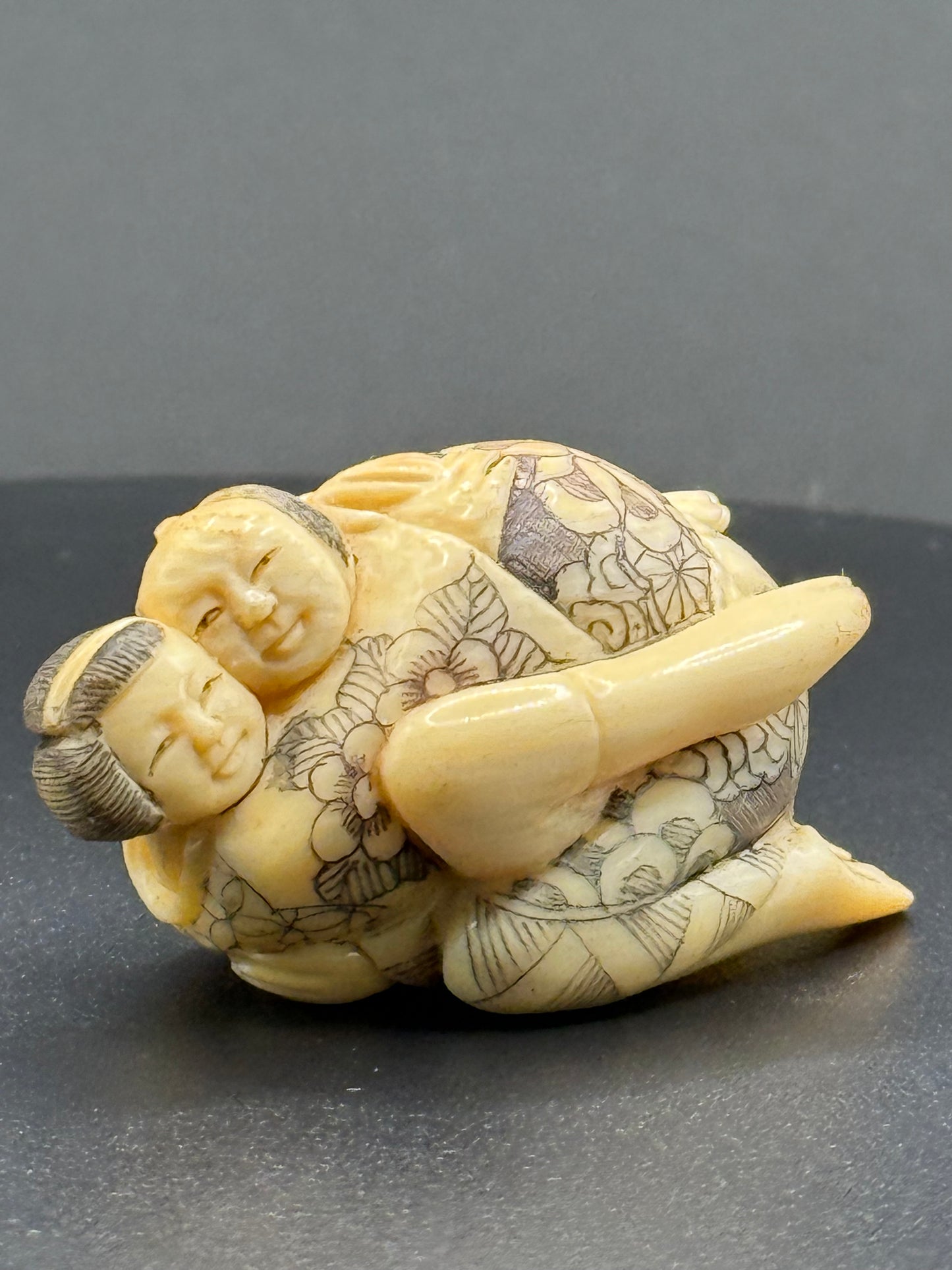 Erotic Carved And Stained Ivory Figure