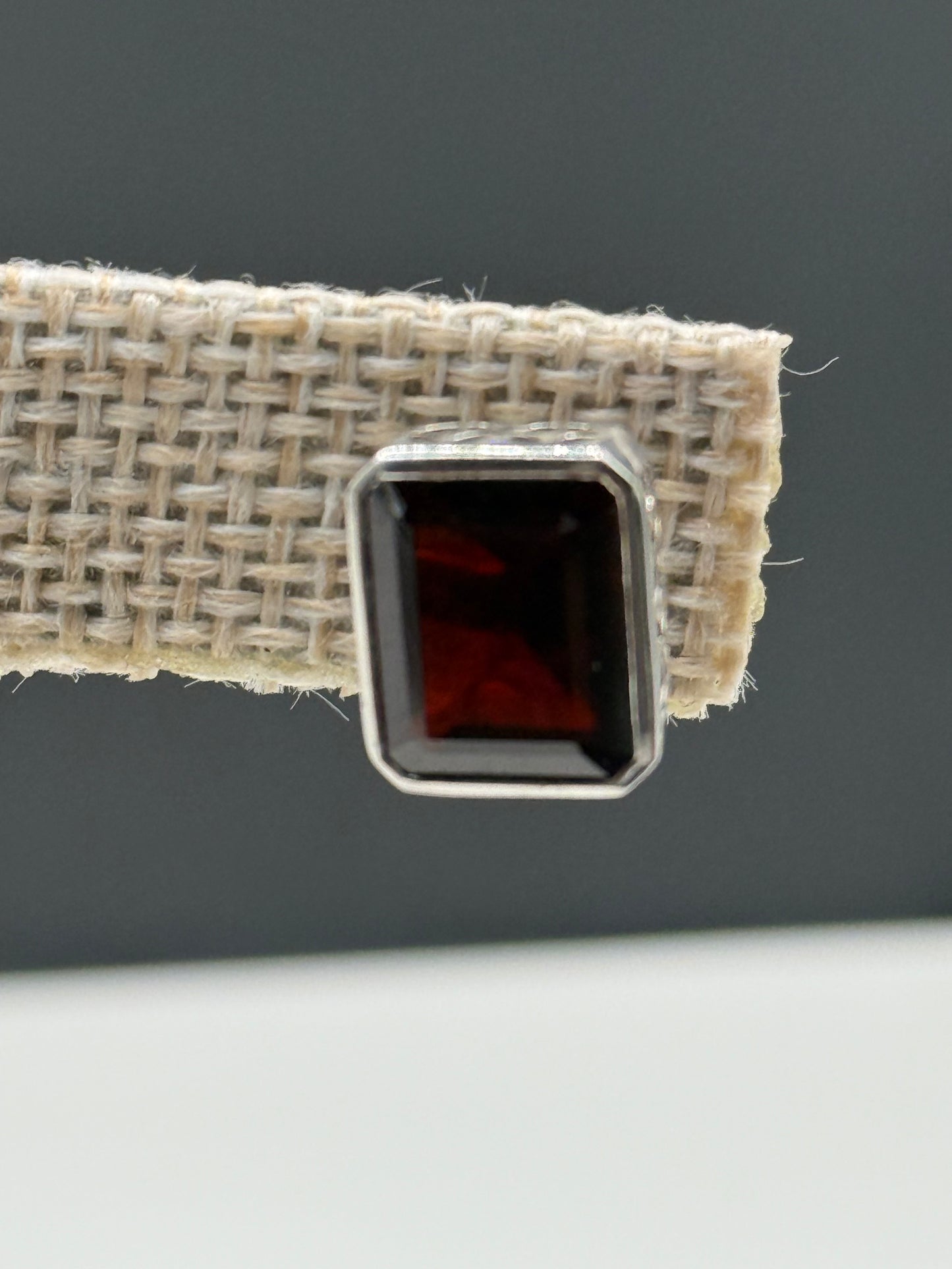 Emerald Cut Garnet and Sterling Earrings