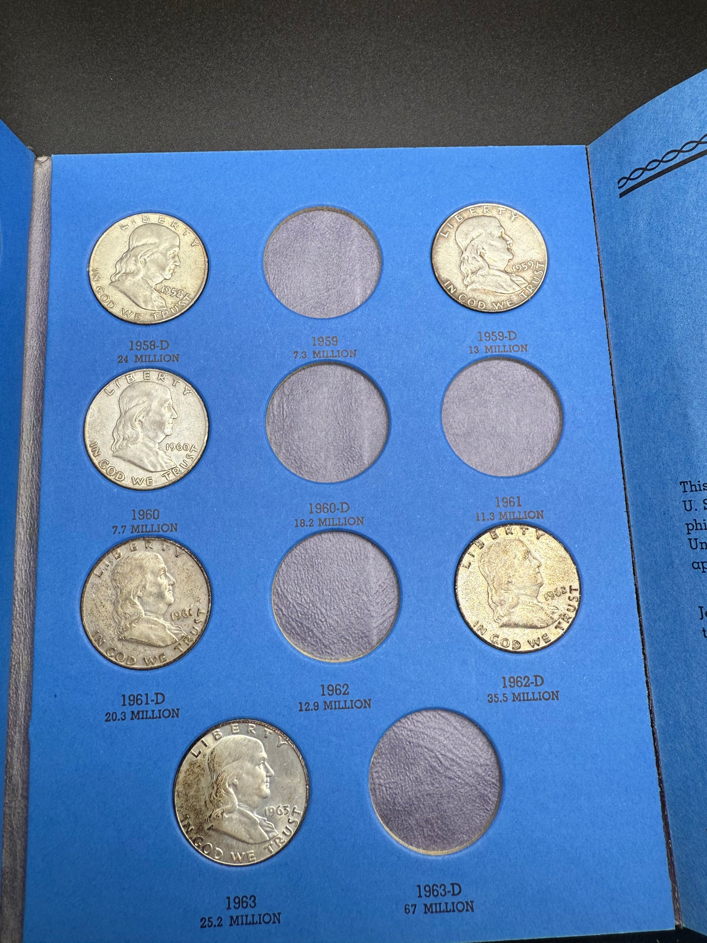 Franklin Half Dollars Book with Coins