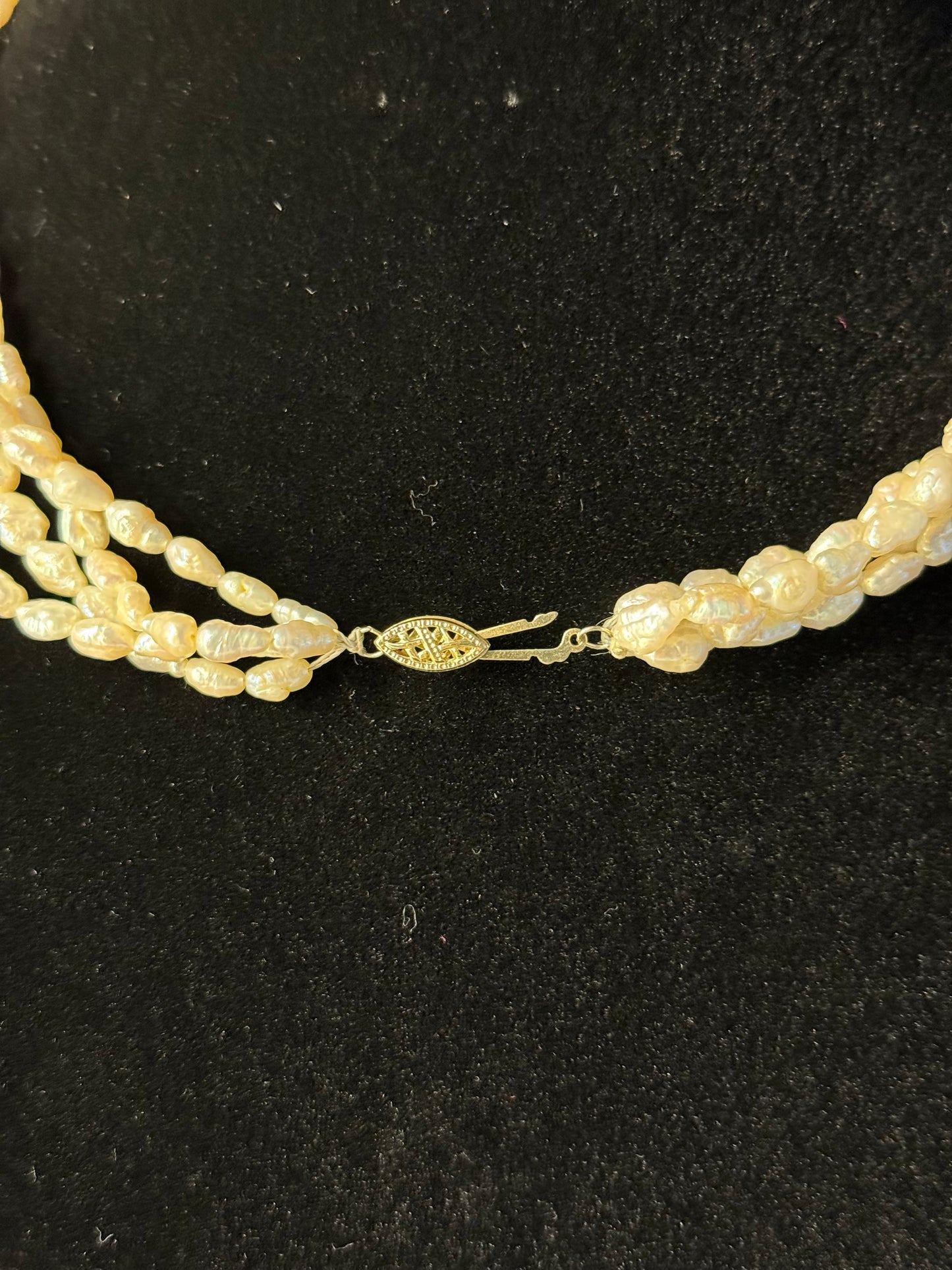 Multi-Strand Freshwater Pearl Necklace w/Gold Clasp