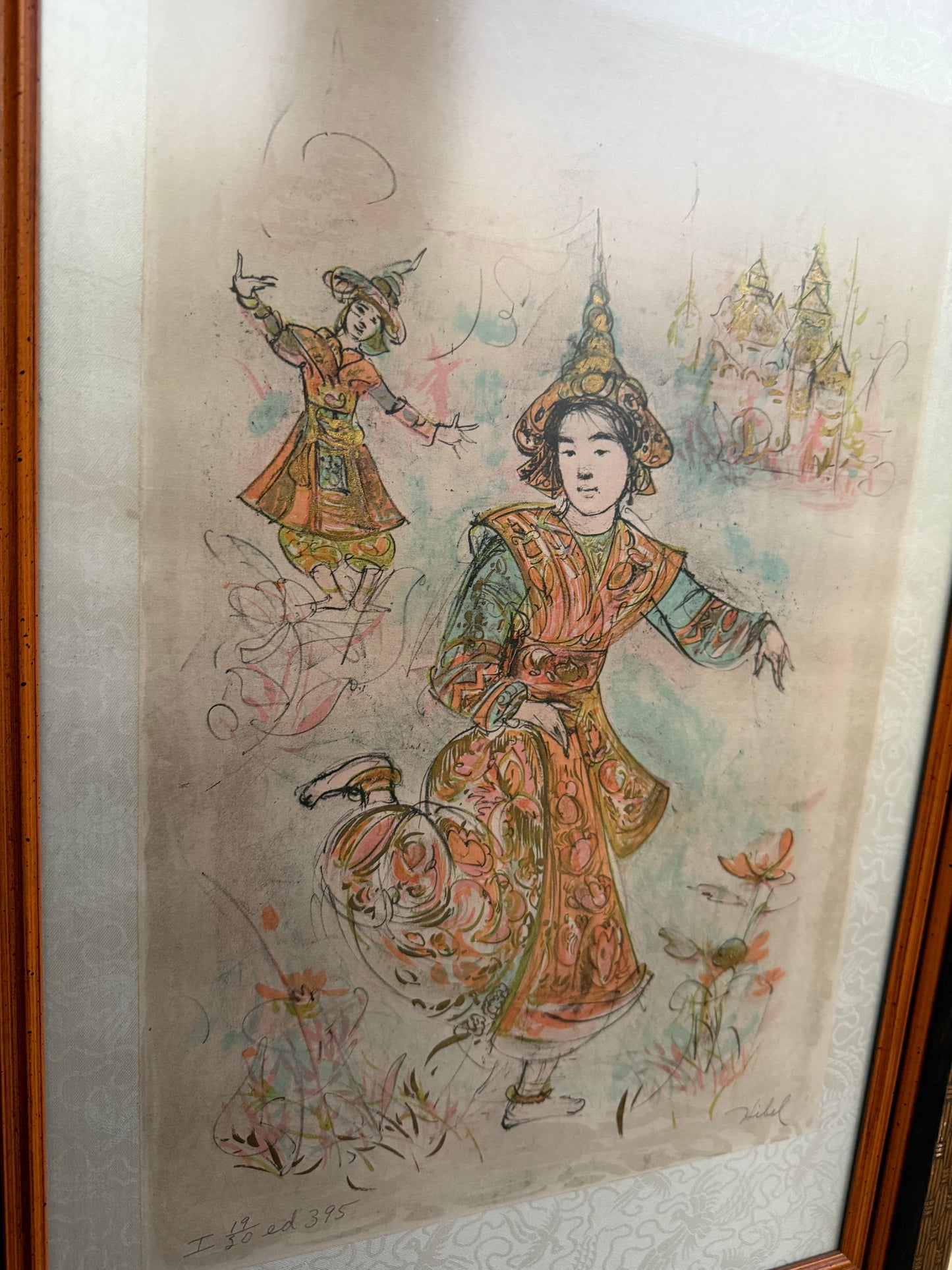 Edna Hibel Original Signed Thai Dancers Limited Edition Lithograph on Paper