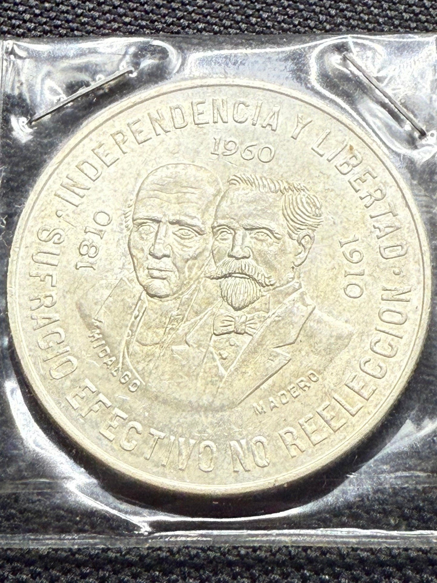 1960 Mexico Diez 10 Pesos .900 Silver 150th Anniv. War Independence Coin