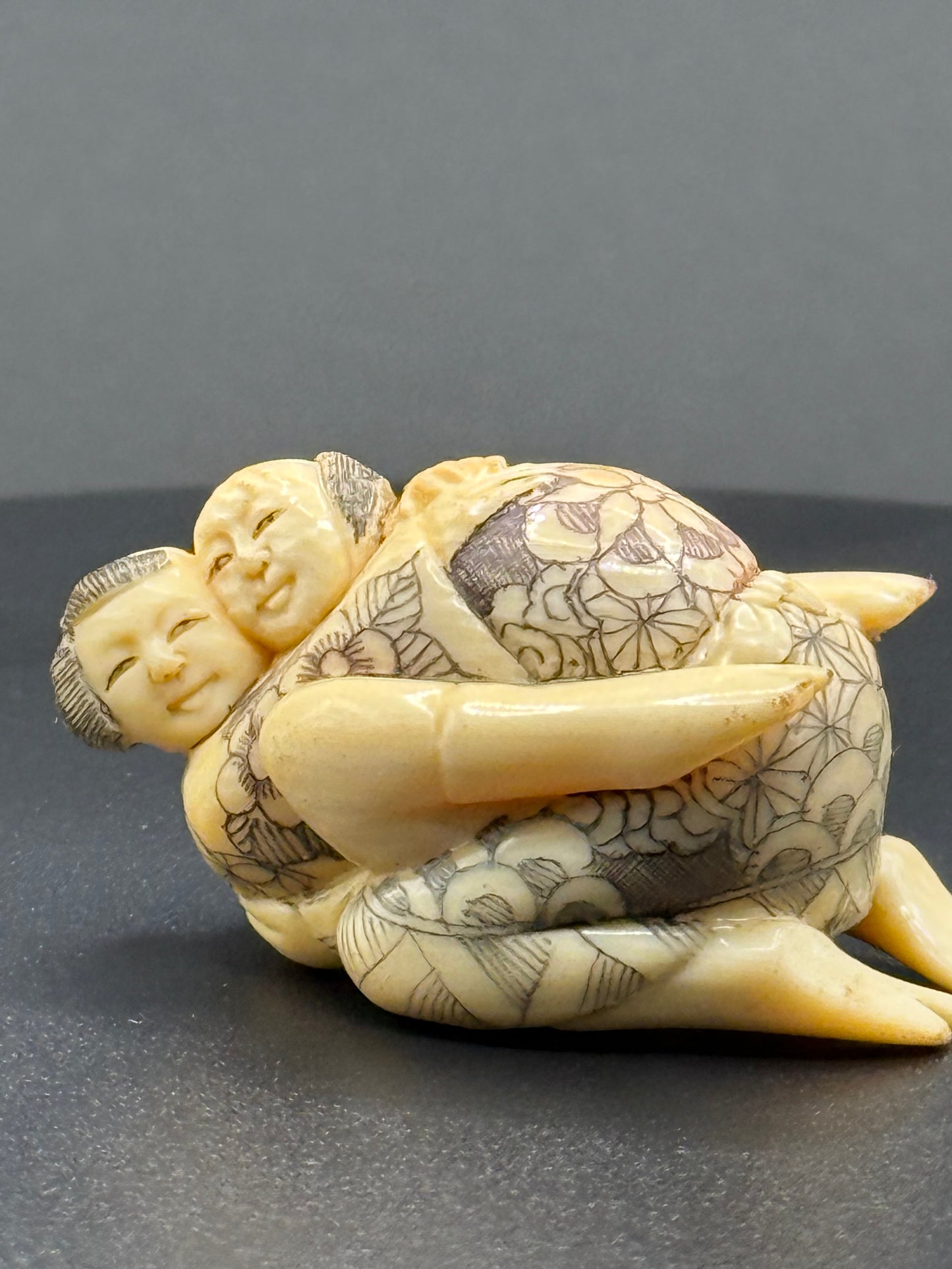 Erotic Carved And Stained Ivory Figure