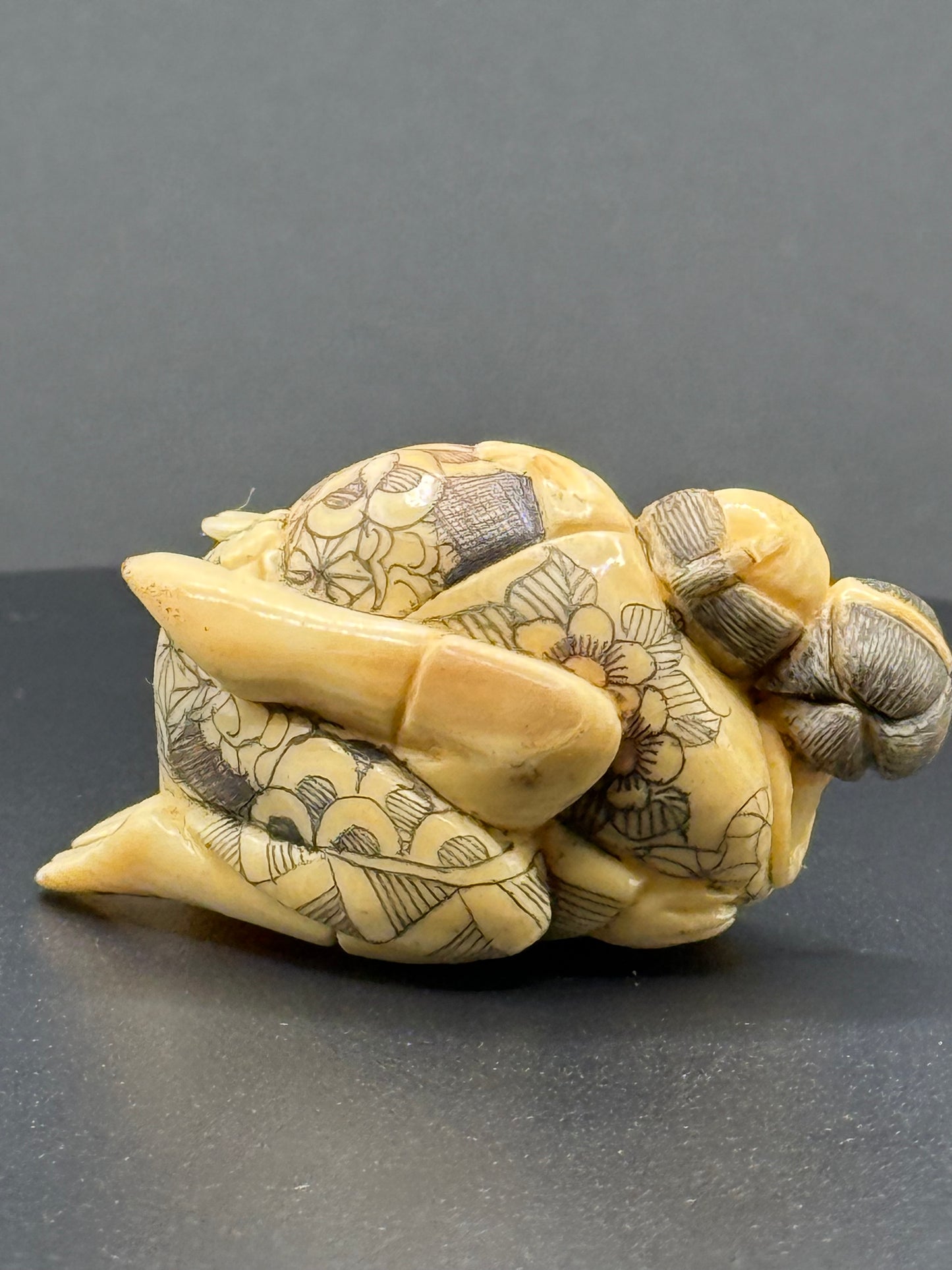 Erotic Carved And Stained Ivory Figure