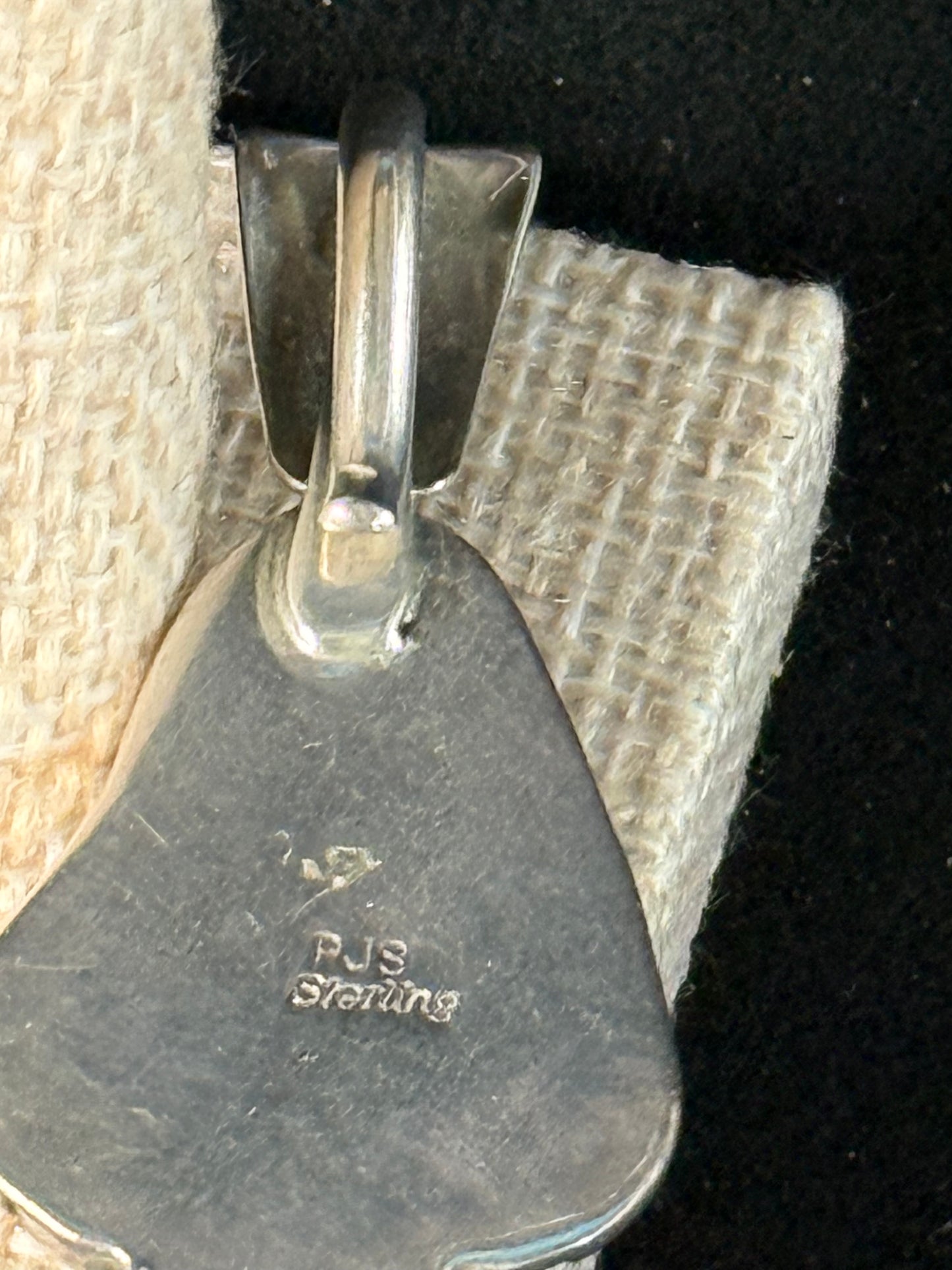 Navajo Signed By Designer PJS Sterling 925 Spiderweb Natural TURQUOISE Pendant