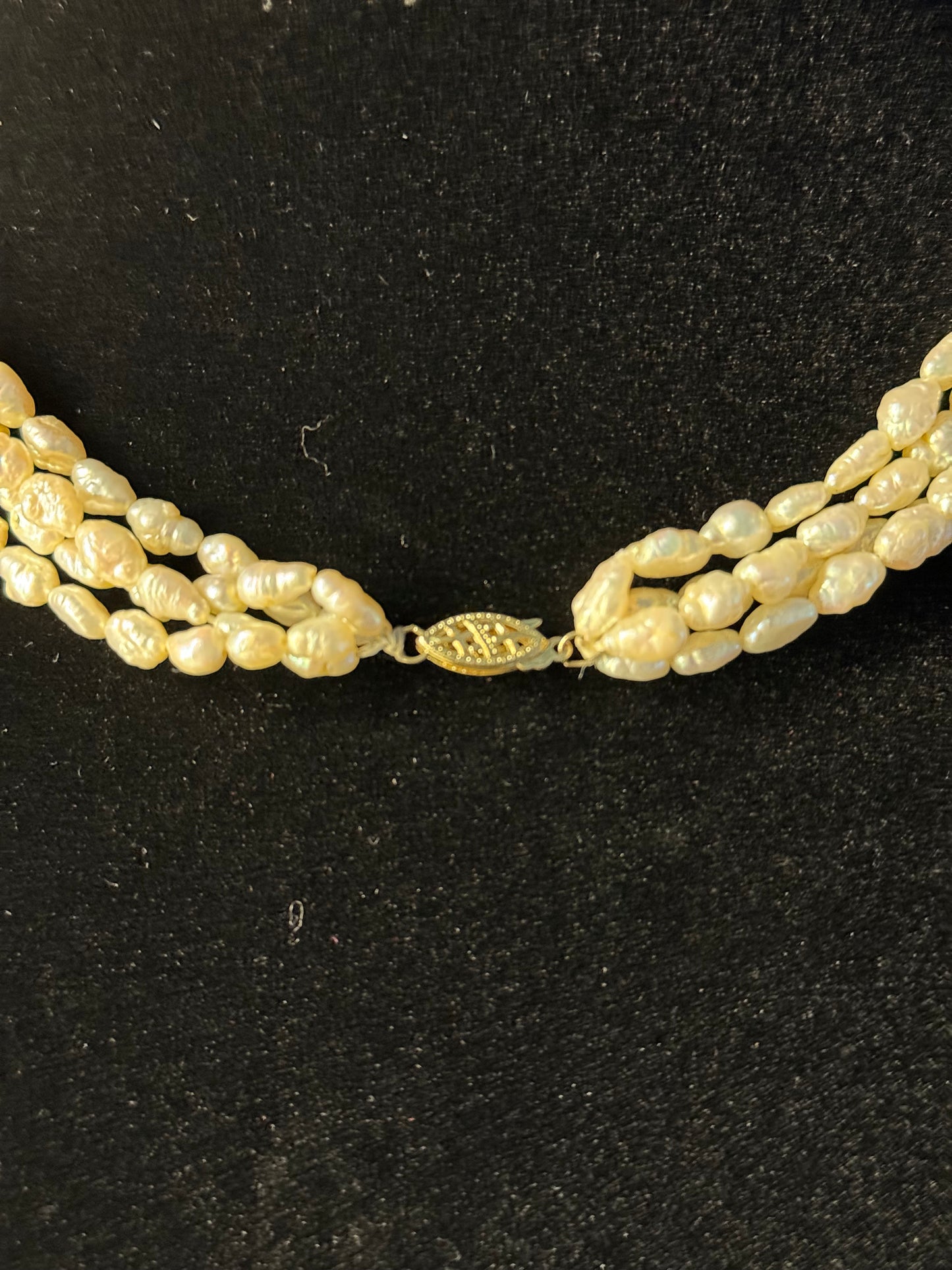 Multi-Strand Freshwater Pearl Necklace w/Gold Clasp