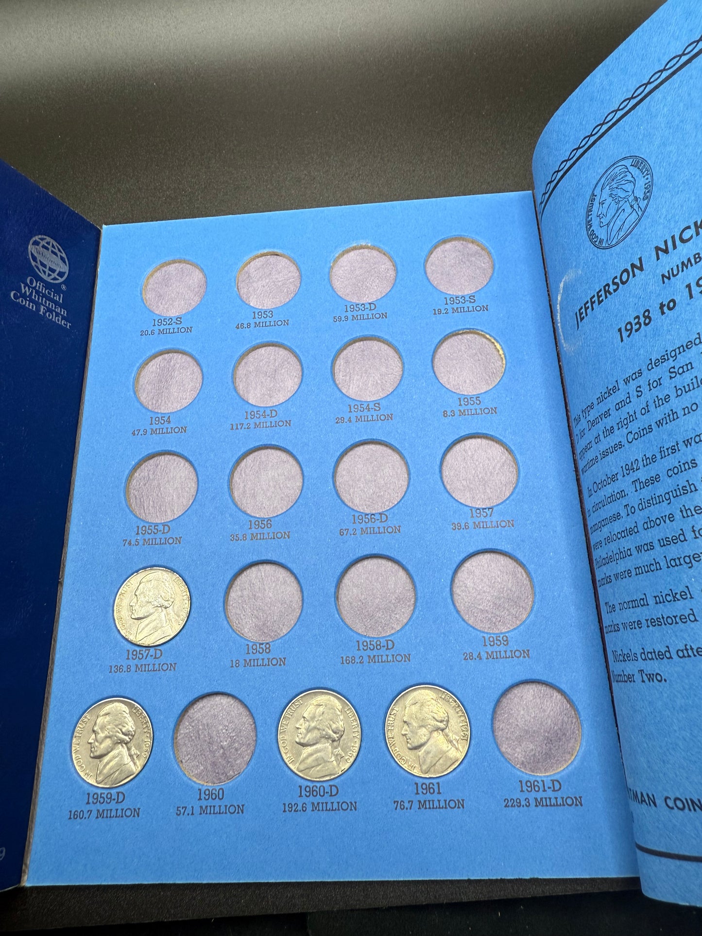 Jefferson Nickels Collection Starting in 1961