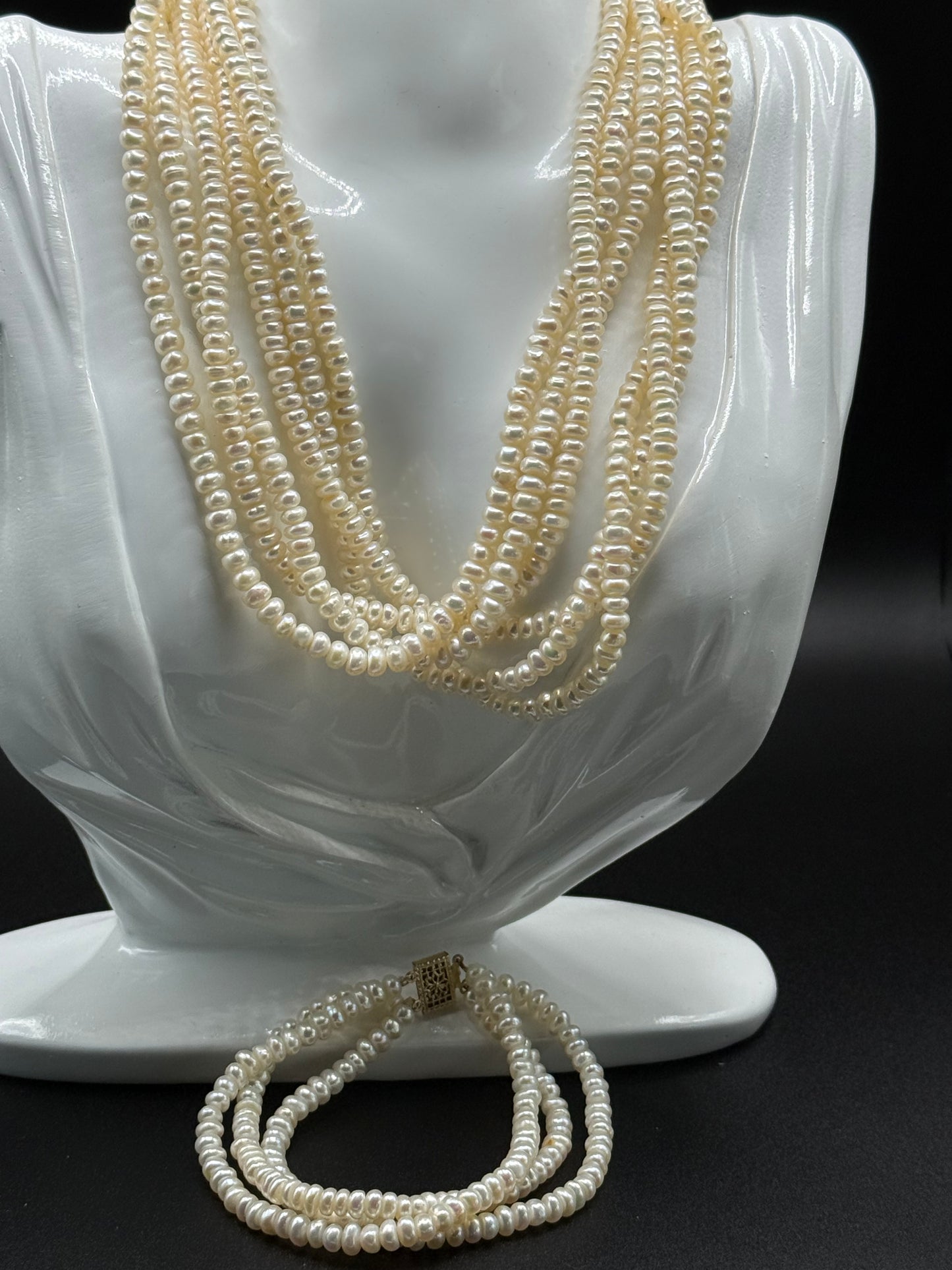 3 Strand Pearl Necklace with Bracelet