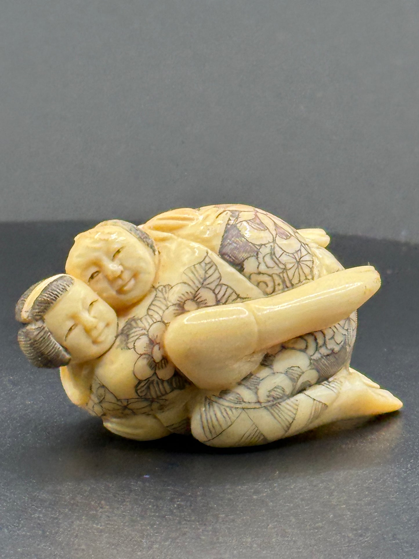 Erotic Carved And Stained Ivory Figure