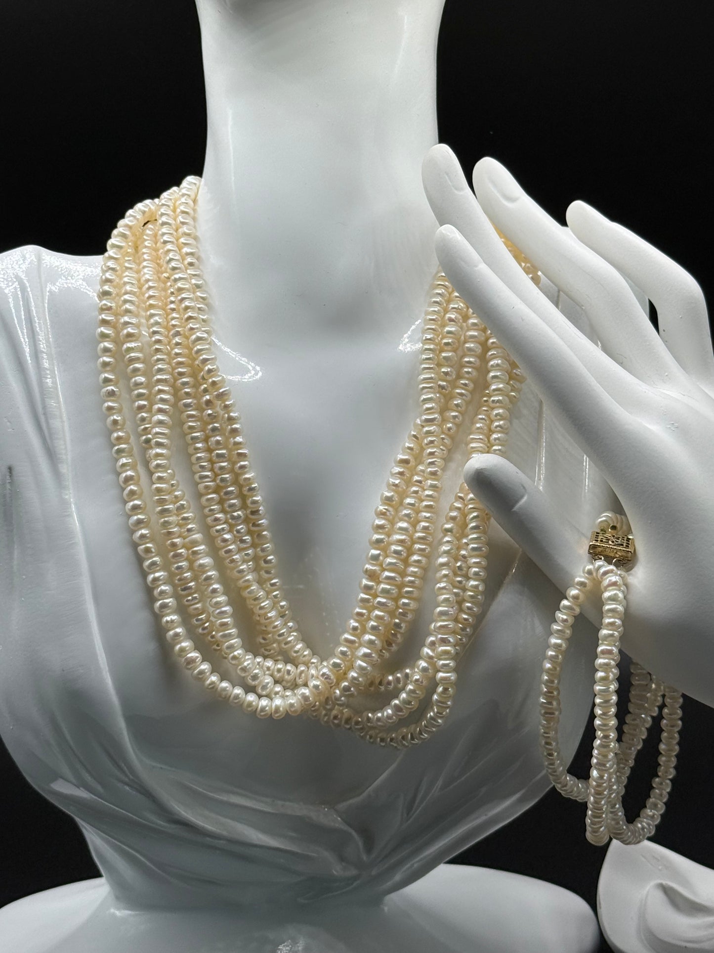 3 Strand Pearl Necklace with Bracelet