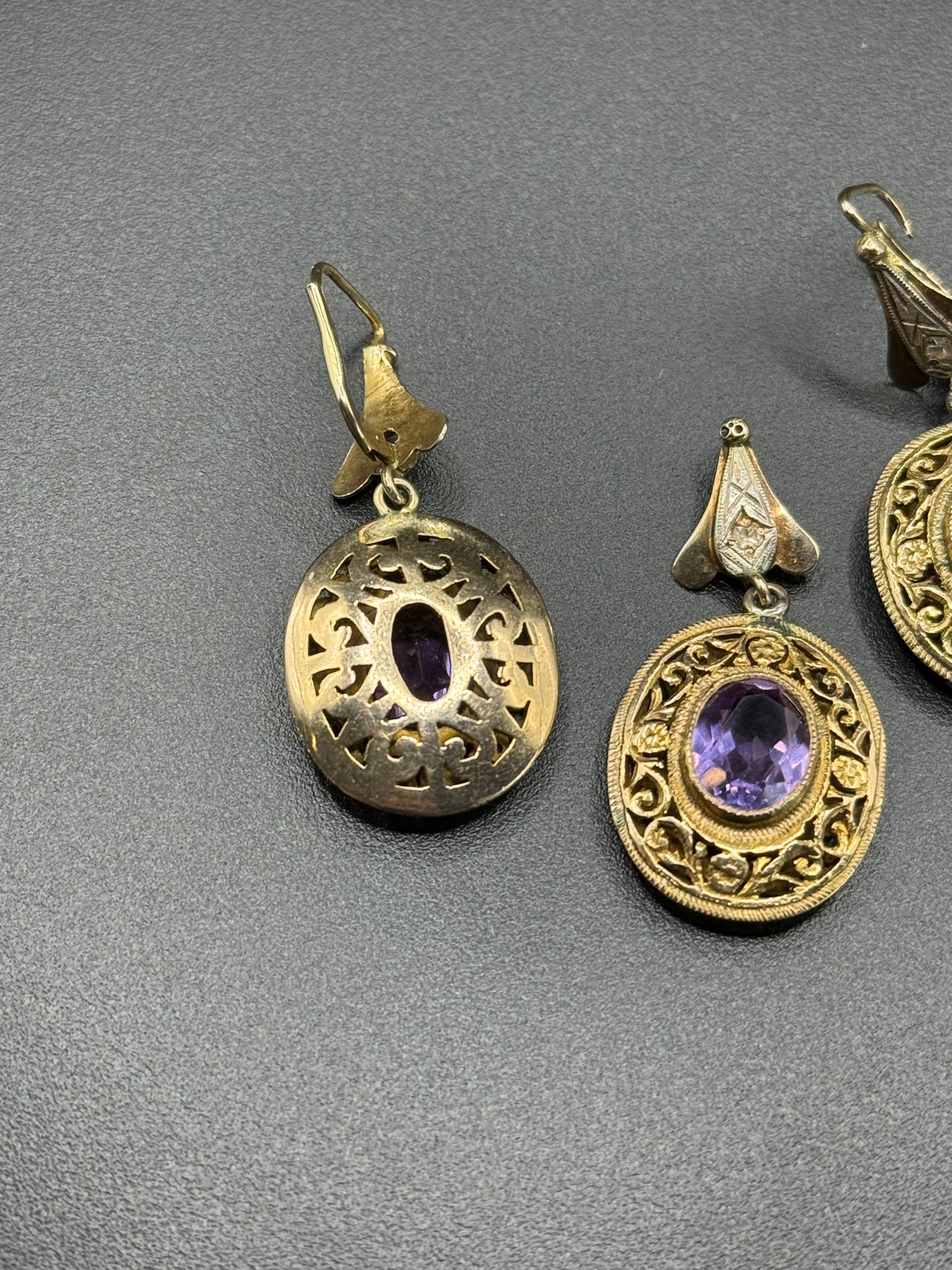 Vintage Amethyst and Gold Earrings/ Pendant Set