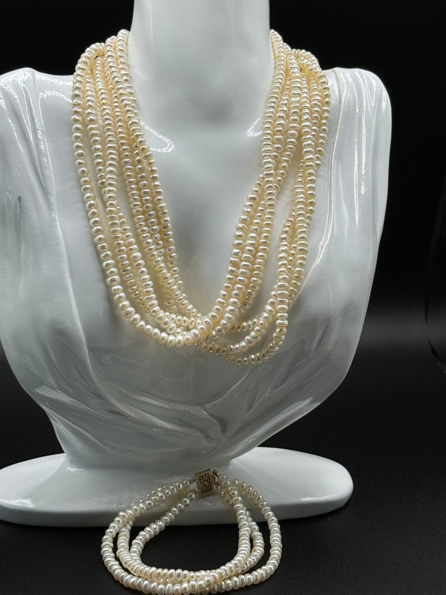 3 Strand Pearl Necklace with Bracelet