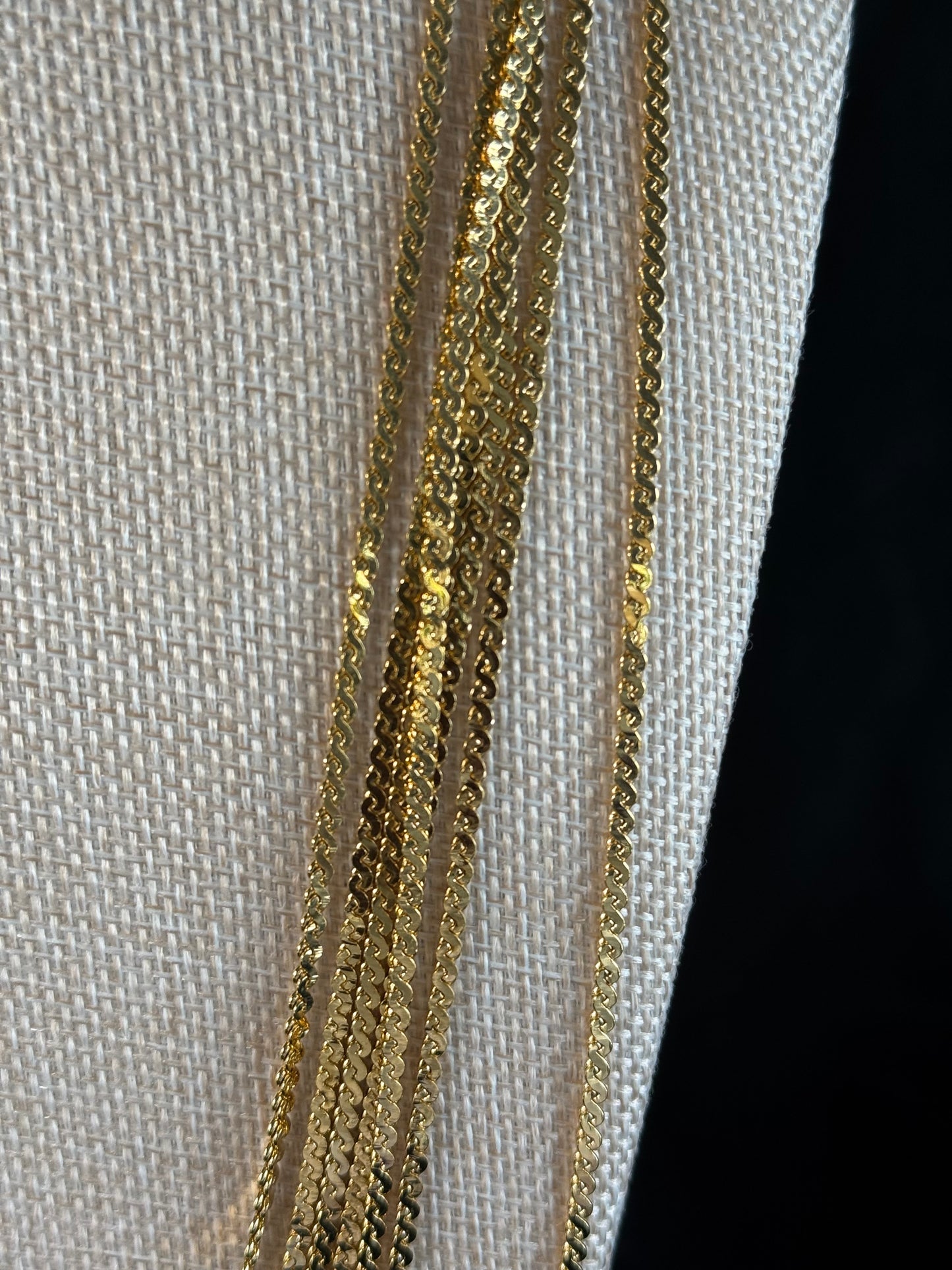 Vintage Monet Gold Tone 8 Strand Herringbone Chain Necklace 1980s