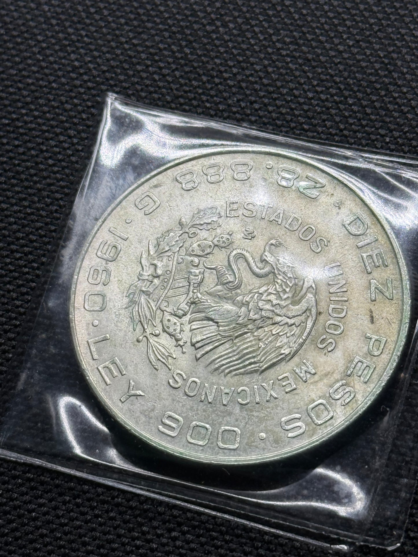 1960 Mexico Diez 10 Pesos .900 Silver 150th Anniv. War Independence Coin