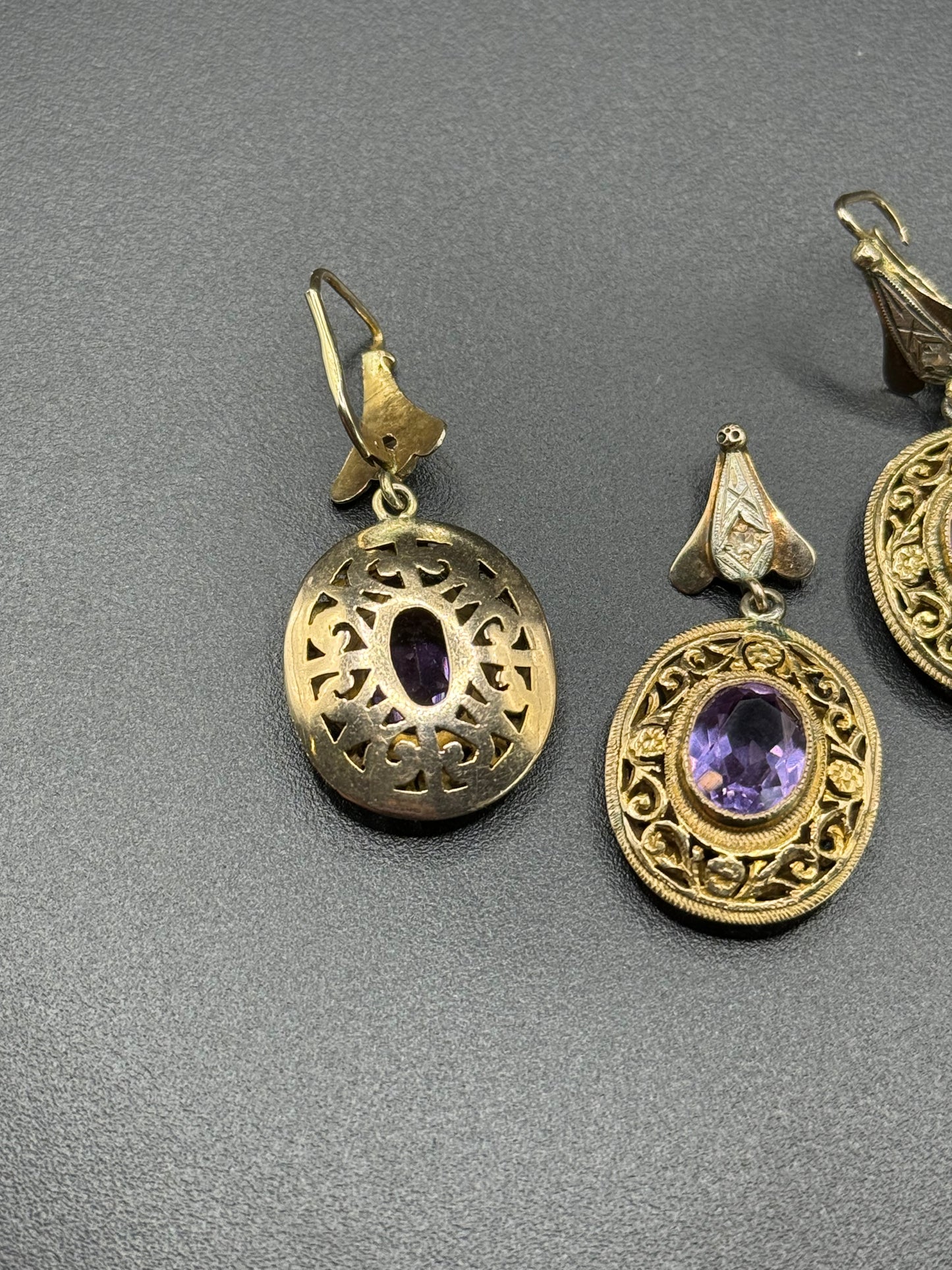 Vintage Amethyst and Gold Earrings/ Pendant Set