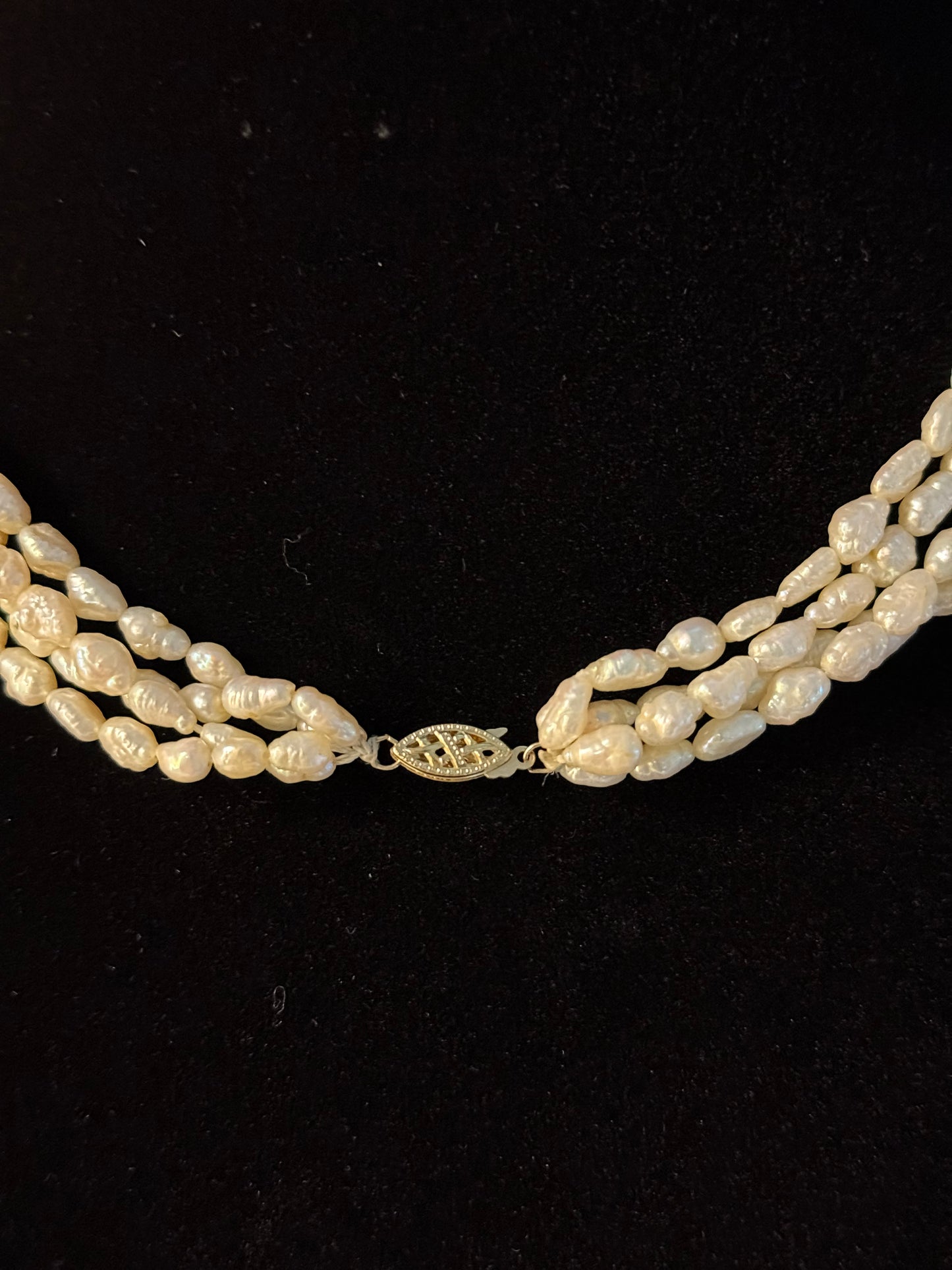 Multi-Strand Freshwater Pearl Necklace w/Gold Clasp