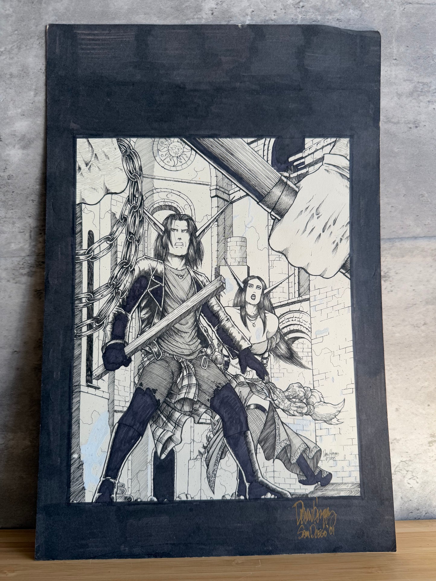 Signed Black and White Comic Art