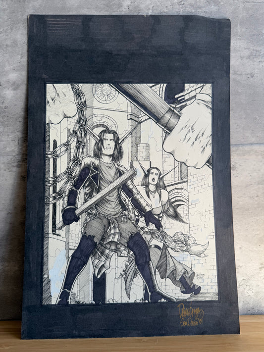 Signed Black and White Comic Art