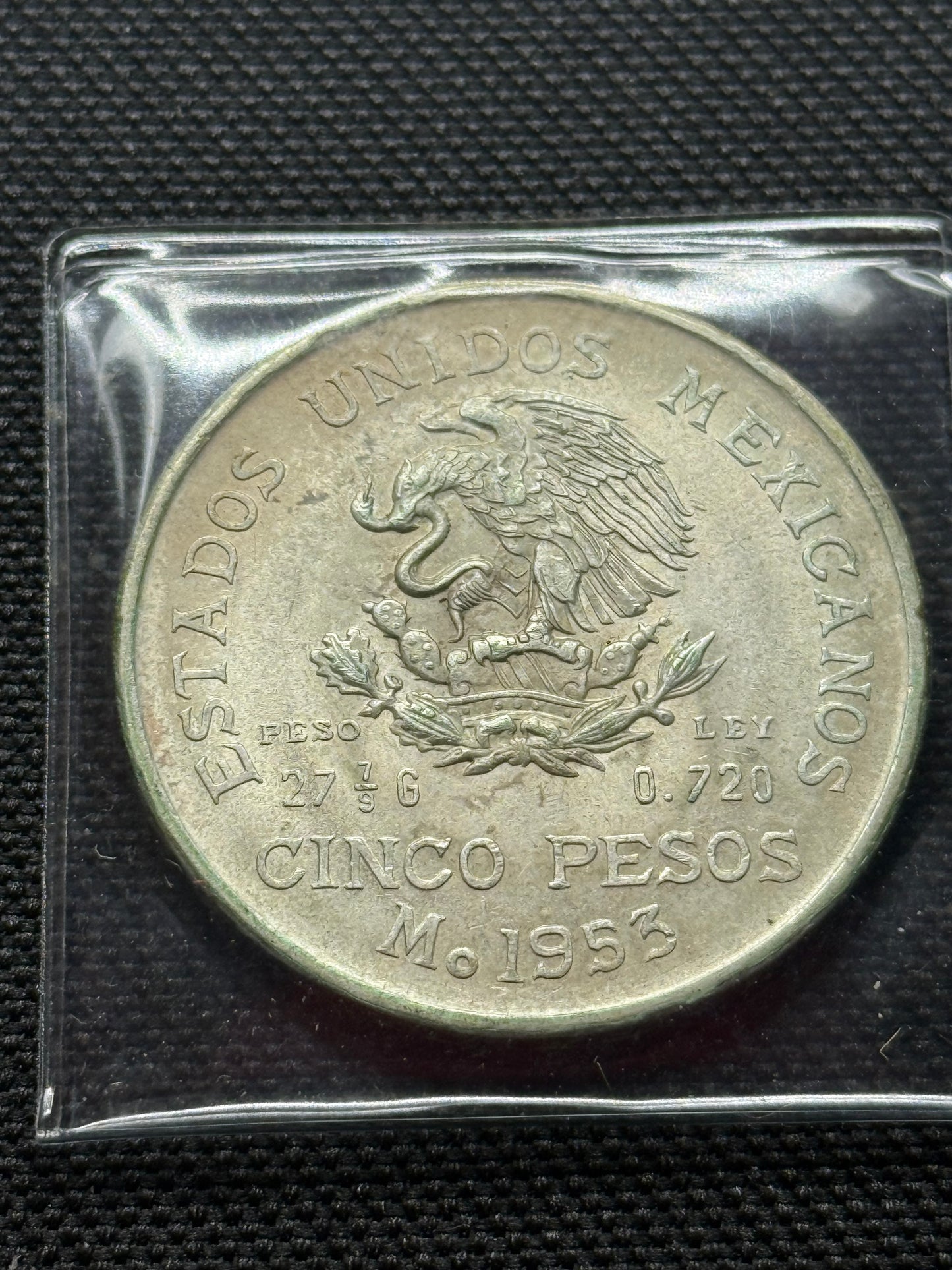 1953 Mexican Independance War Hero  HIDALGO Silver 5 pesos coin