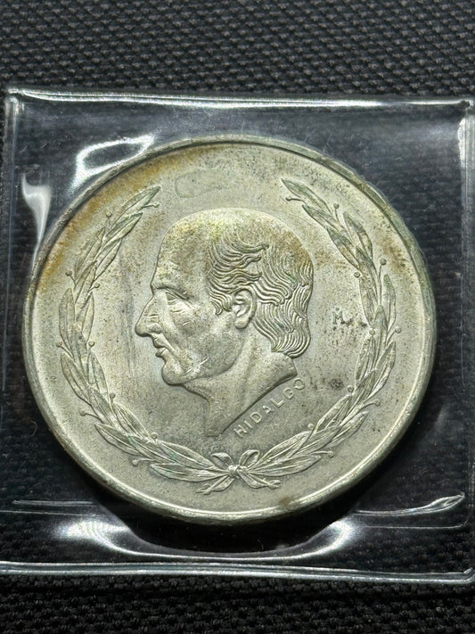 1953 Mexican Independance War Hero  HIDALGO Silver 5 pesos coin