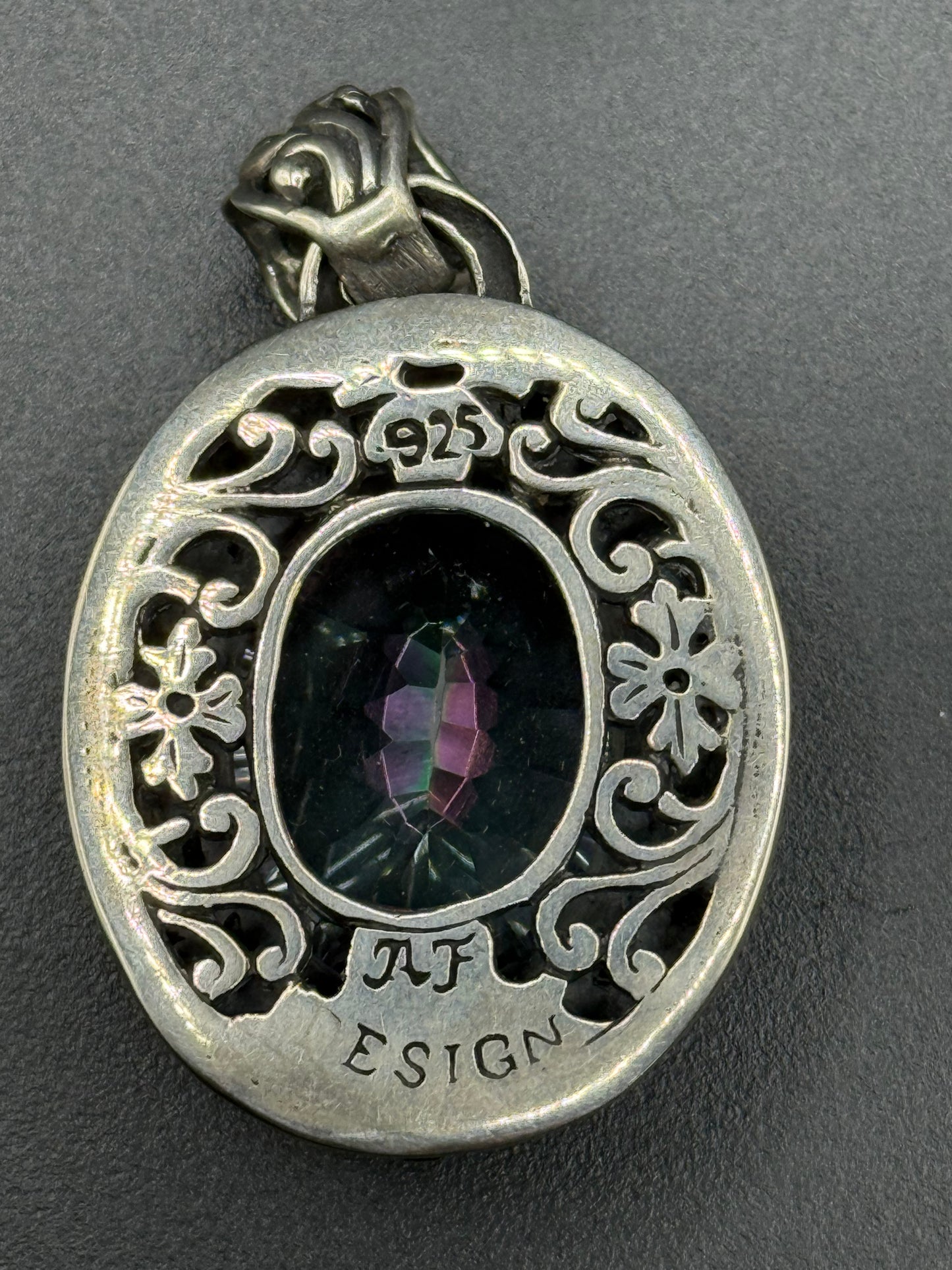 Mystic Topaz Pendant with a filigree design