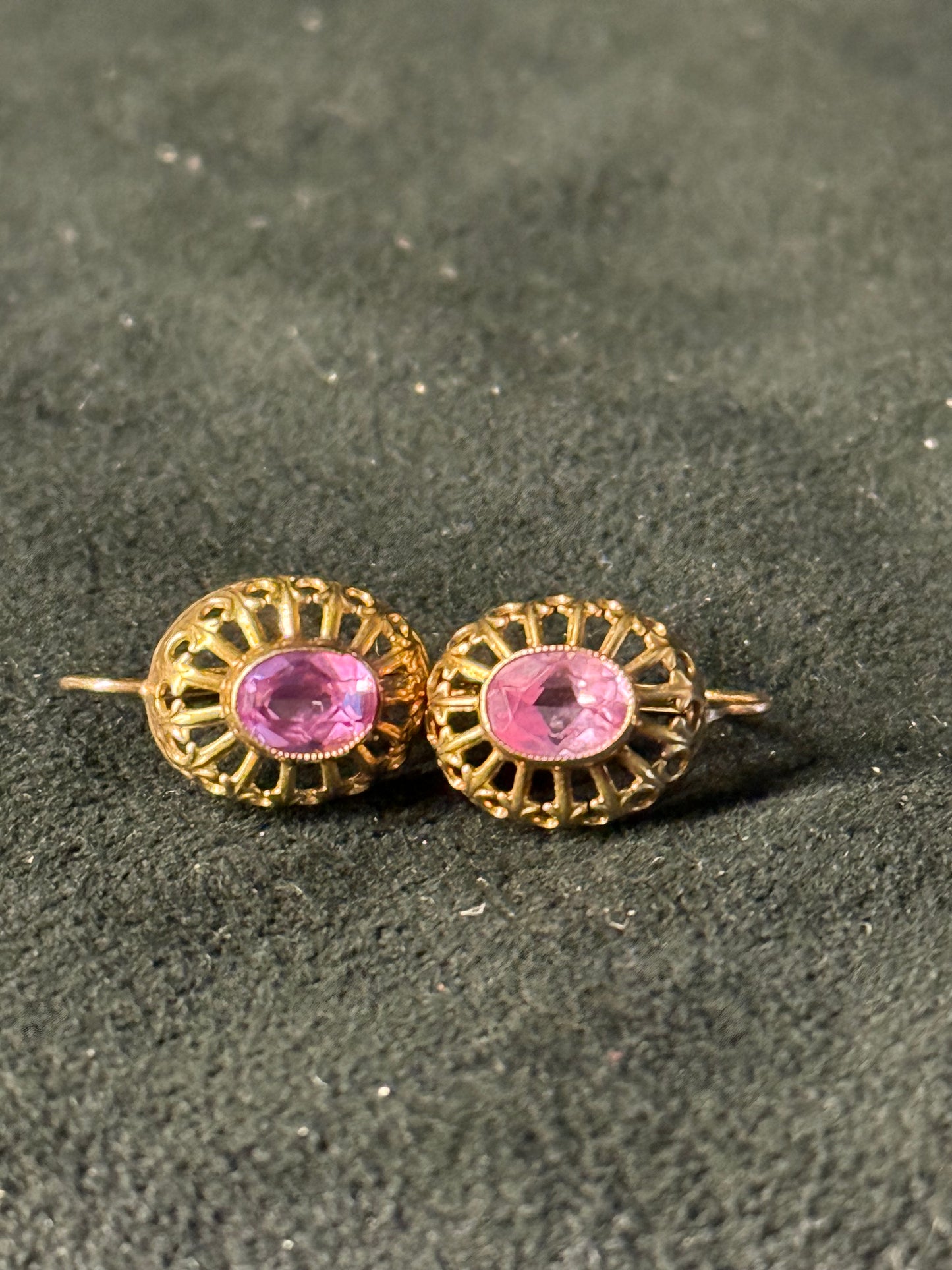 Vendome gold-tone clip-on earrings with pink crystal stones