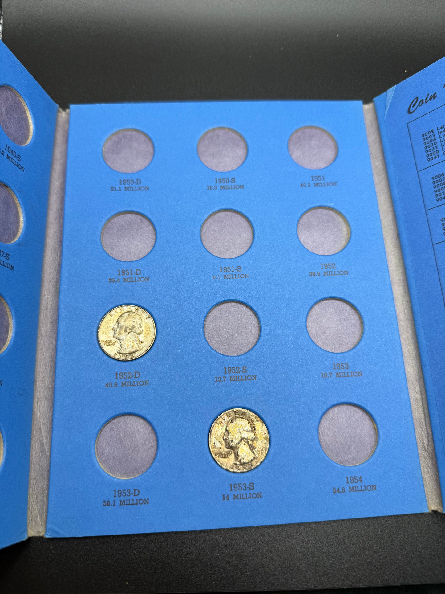 OFFICIAL WHITMAN COIN FOLDER - WASHINGTON QUARTERS 1932-1947 With some Silver Quarters