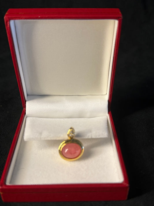 Cousiño Jewels rhodochrosite and diamond pendant in 18k Gold