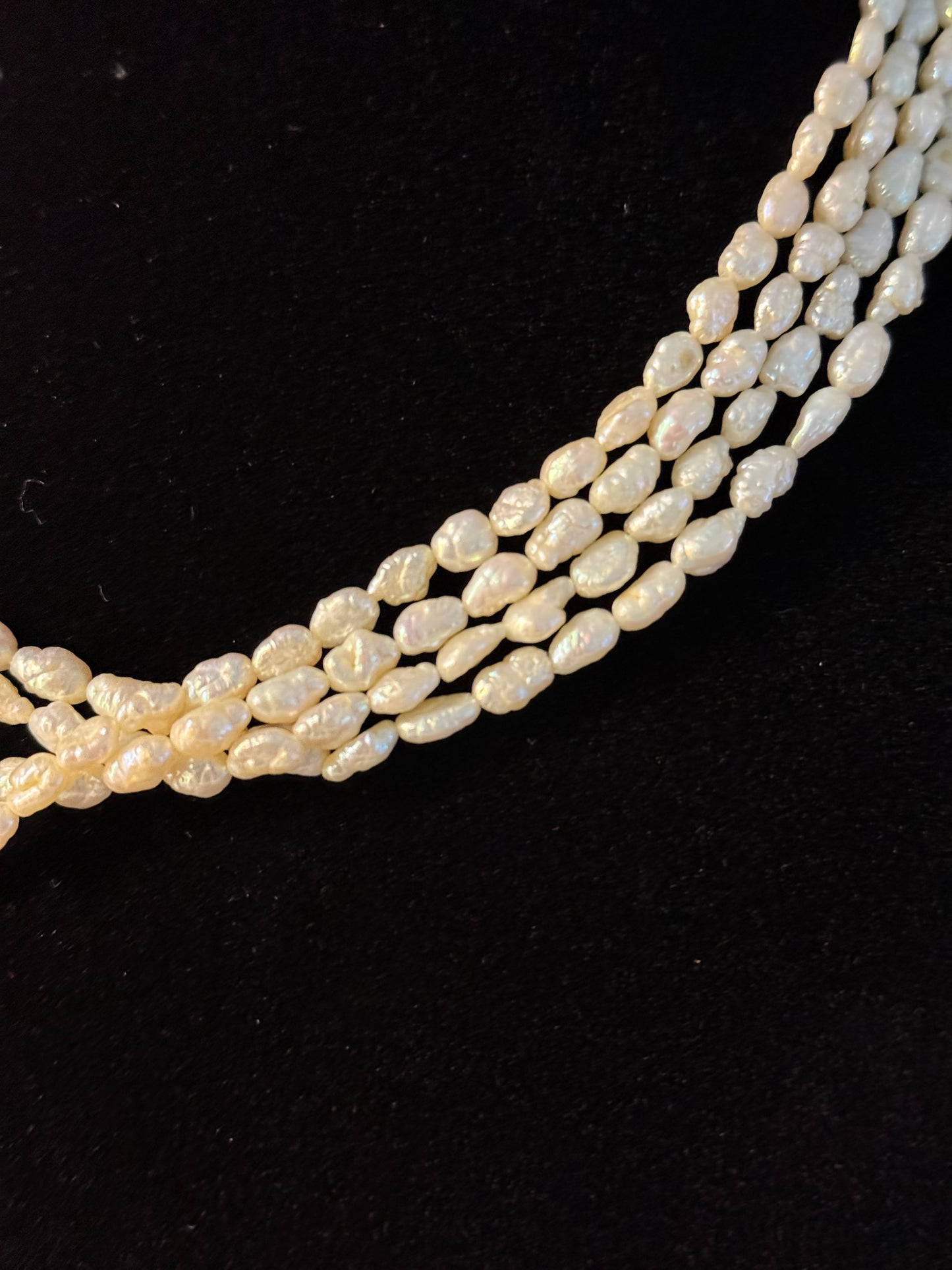 Multi-Strand Freshwater Pearl Necklace w/Gold Clasp