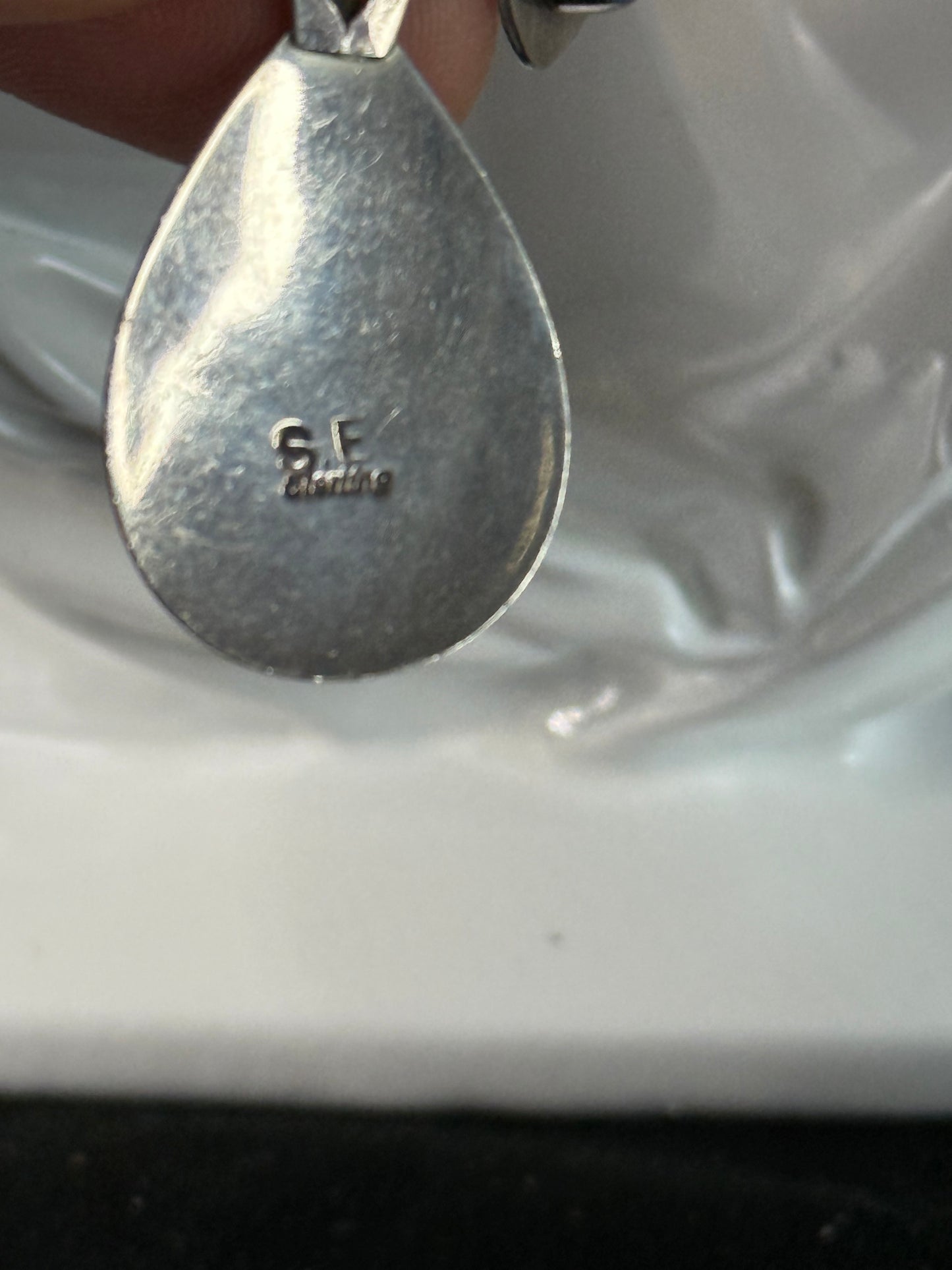 Vintage Azurite Necklace Sterling Silver Blue & Green Stones 18" Long Chain, Bracelet & Earrings